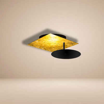 s.luce Deckenleuchte LED Wandlampe Deckenlampe Plate Blattgold, Warmweiß