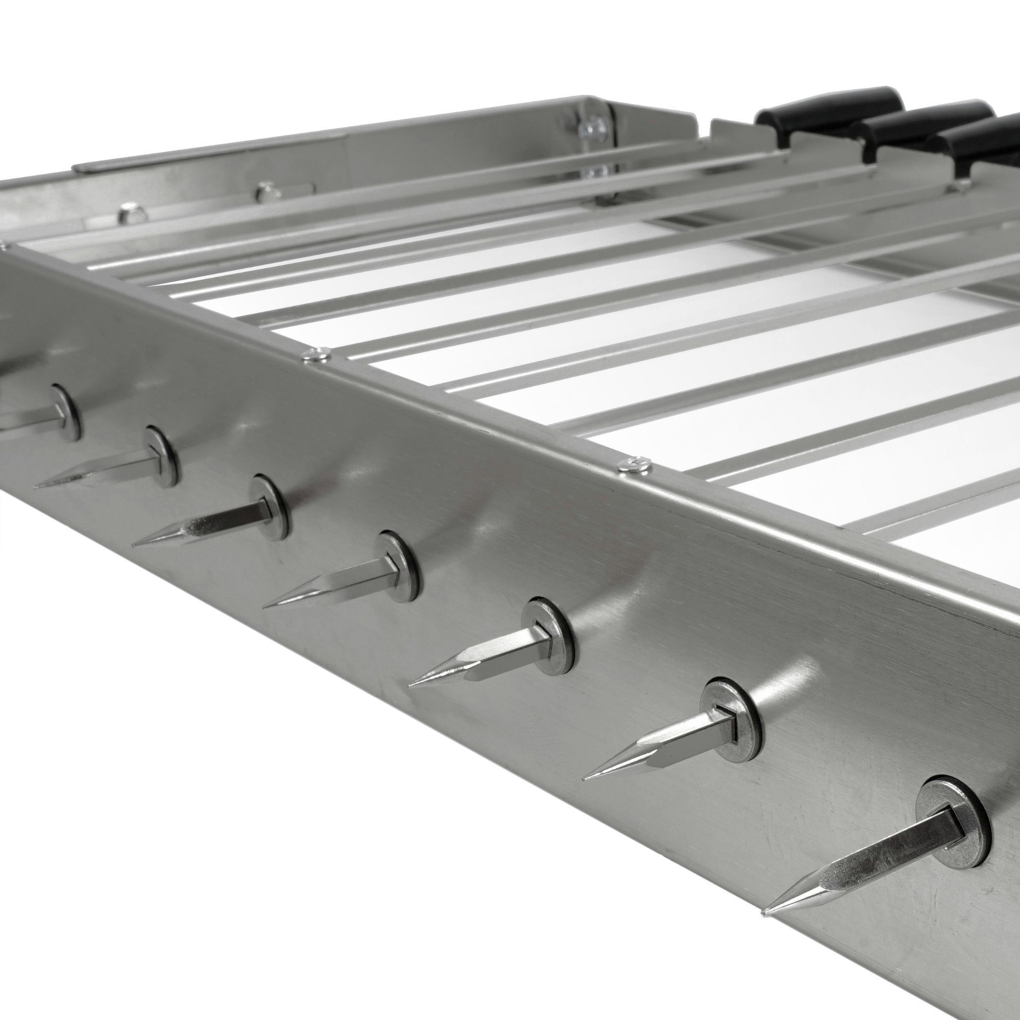 BBQ-Toro Grillspieß Edelstahl Grillaufsatz mit 9 Spießen, 56 x 26-40 cm, Motor links – Bild 4 von 5