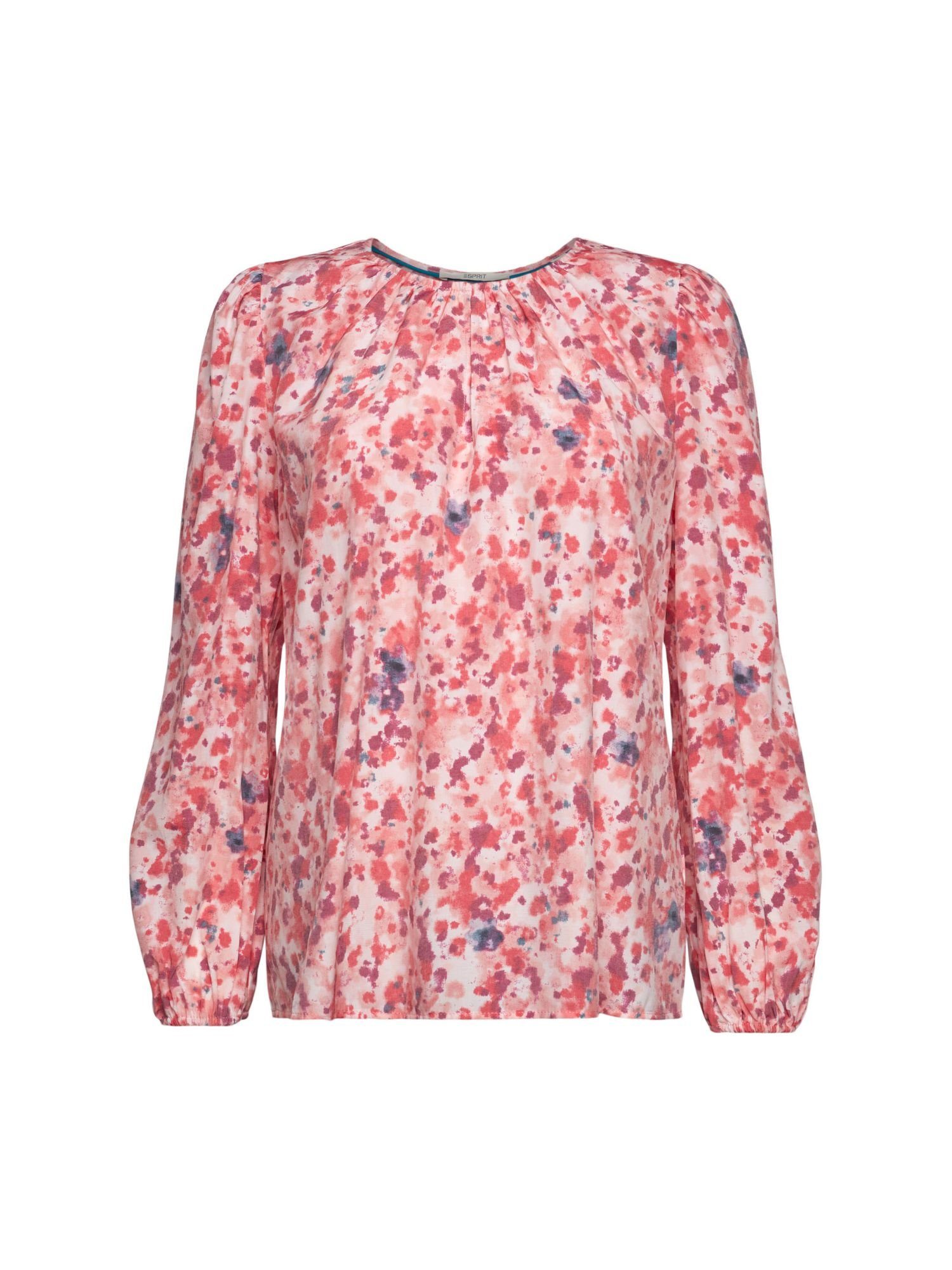 Esprit Langarmbluse Bluse ECOVERO™ LENZING™ Muster, mit PINK LIGHT