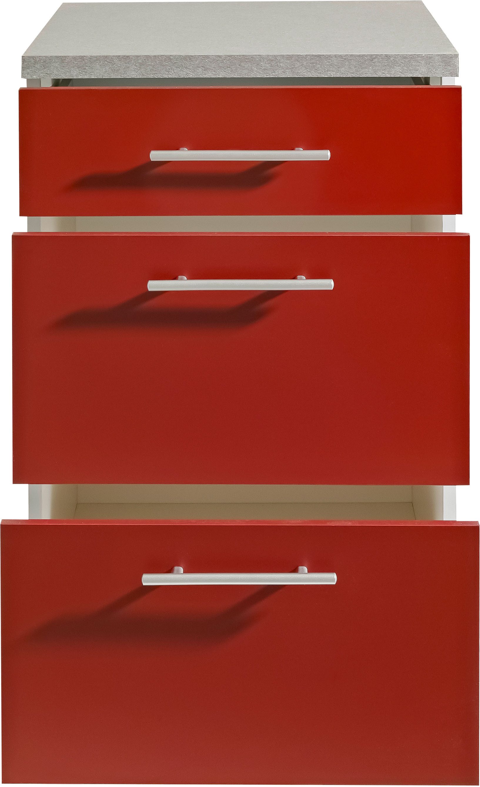 wiho Küchen Unterschrank Kiel 50 cm breit, Tiefe 50 cm, mit 2 großen Auszügen und 1 Schublade – Bild 3 von 3