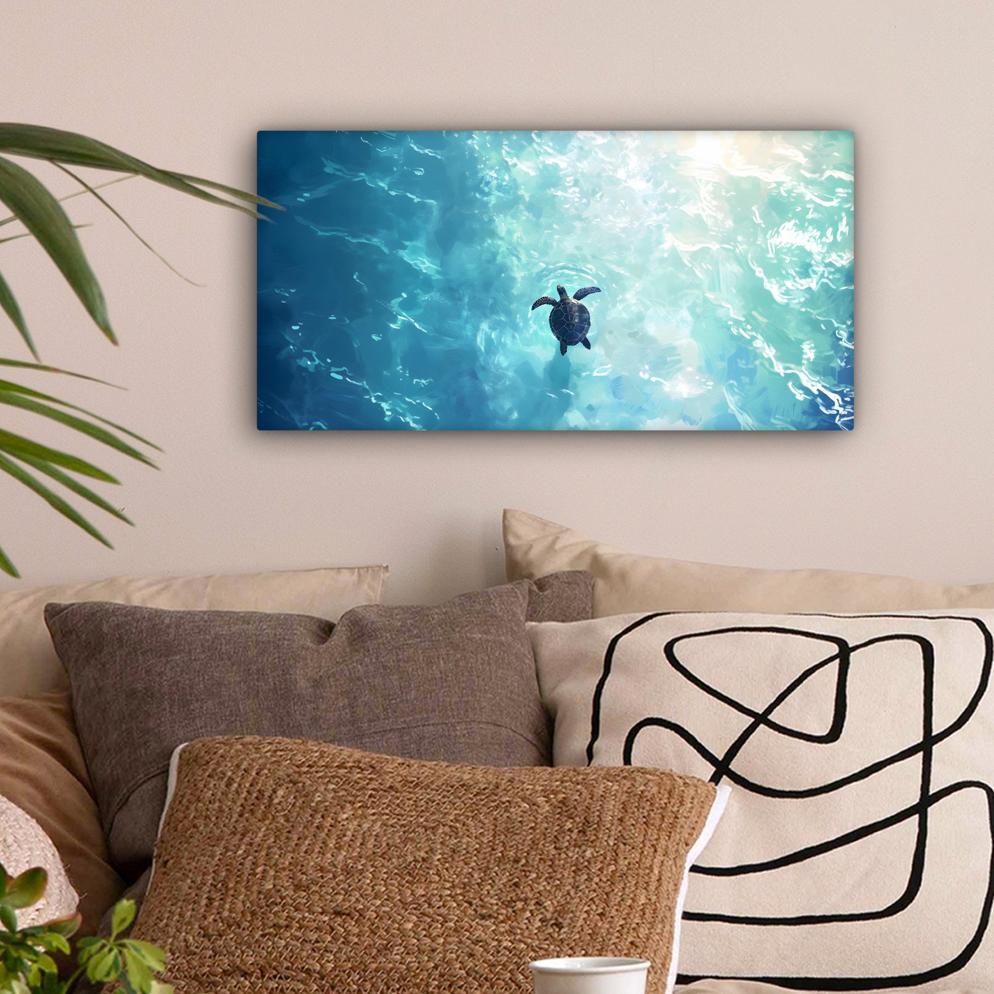 OneMillionCanvasses® Leinwandbild Panorama Schildkröte - Meer günstig online kaufen