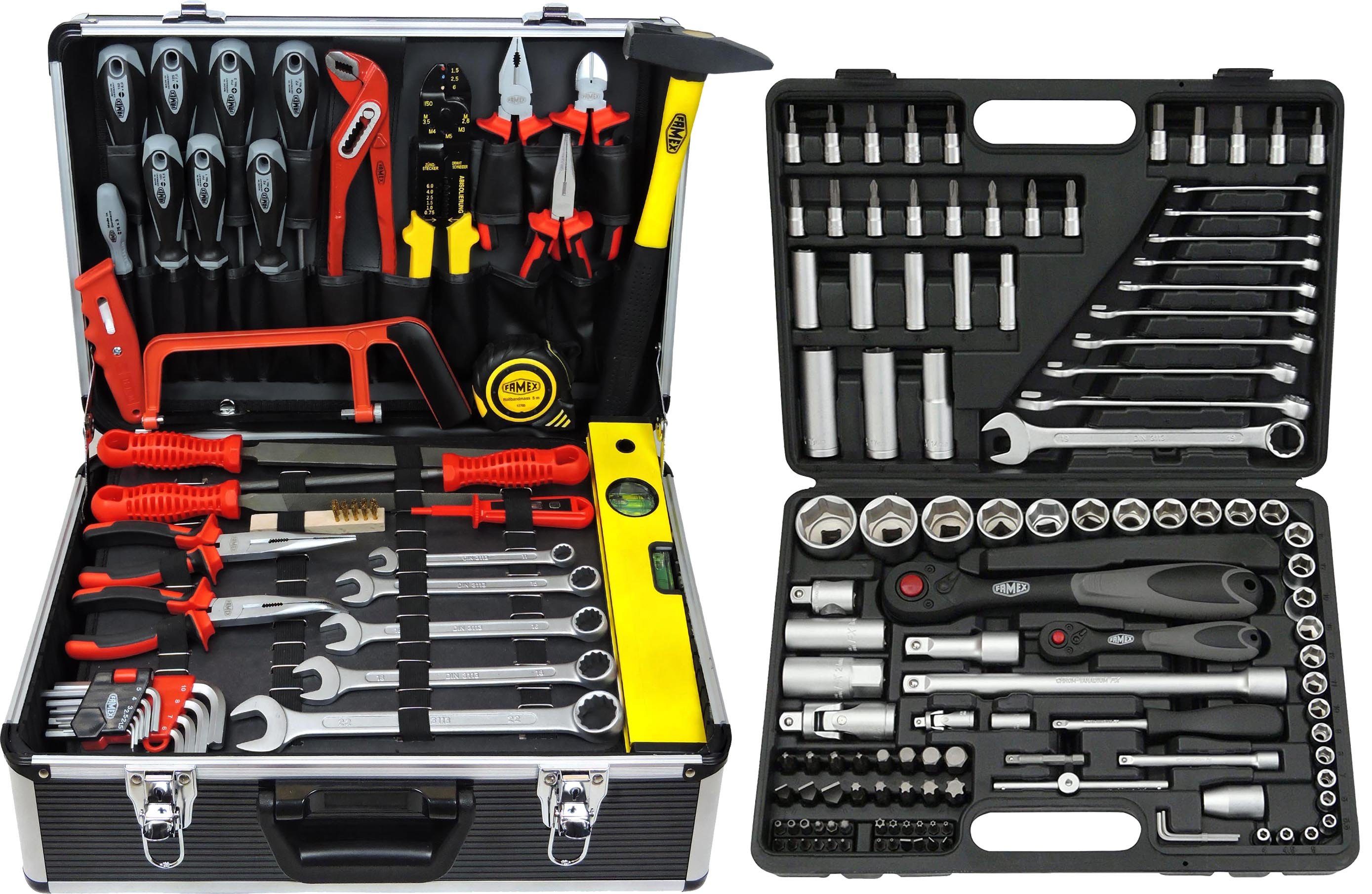 (Werkzeugkasten, gefüllt mit abschließbar Werkzeugset 741-46 Werkzeugkoffer FAMEX 215-St), Set, Werkzeug