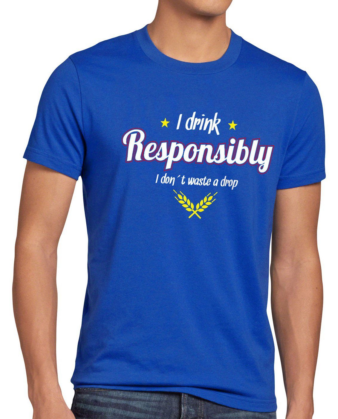 style3 Print-Shirt Herren T-Shirt Drink responsibly drop Shirt dont a Spruch waste blau trinken Fun Bier