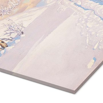 Posterlounge Acrylglasbild Gustaf Edolf Fjæstad, Winterlandschaft mit Skispuren, Wohnzimmer Natürlichkeit Malerei