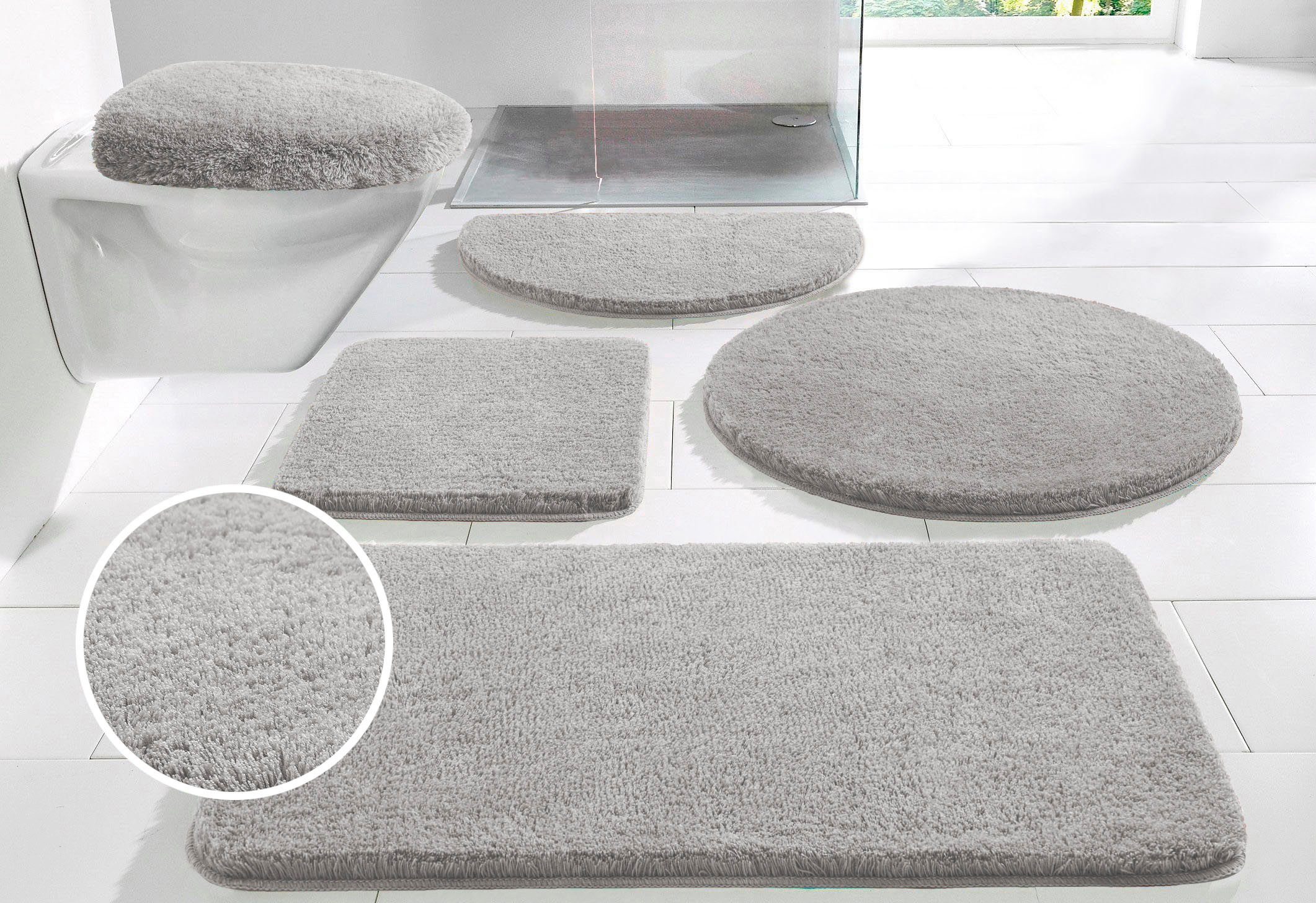 my home Badematte Merida, Badvorleger, Badezimmer Teppich, Höhe 32 mm, rutschhemmend beschichtet, fußbodenheizungsgeeignet, schnell trocknend, strapazierfähig, Kunstfaser, rechteckig, Badteppich, Uni Farben, rechteckig, rund & als 2-tlg. Set erhältlich