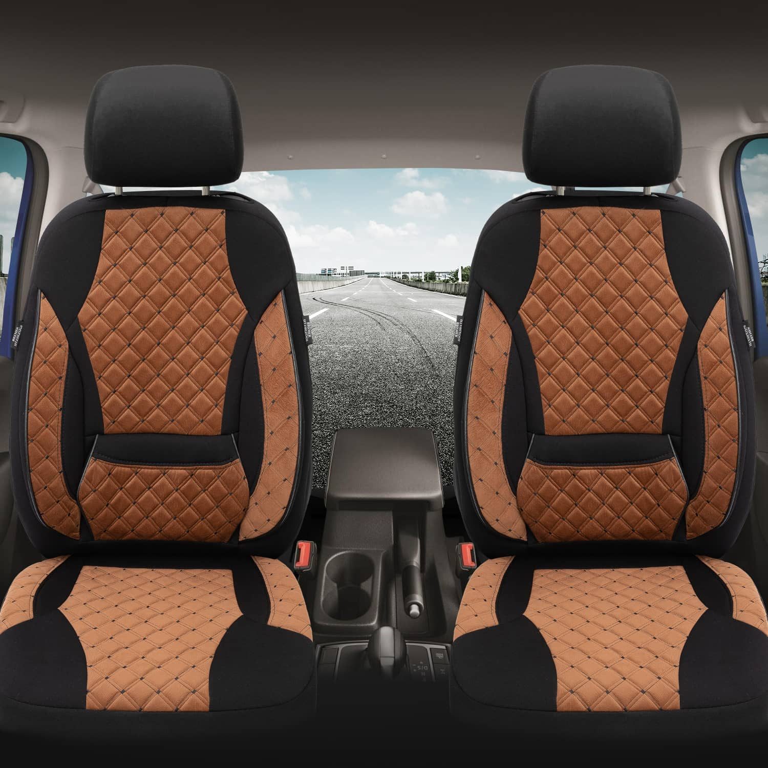 BREMER SITZBEZÜGE Autositzbezug für Ford Focus 4 Bj ab 2018 (TK611), Set, Schonbezüge Sitzbezüge Fahrer und Beifahrer, in Schokobraun/Schwarz