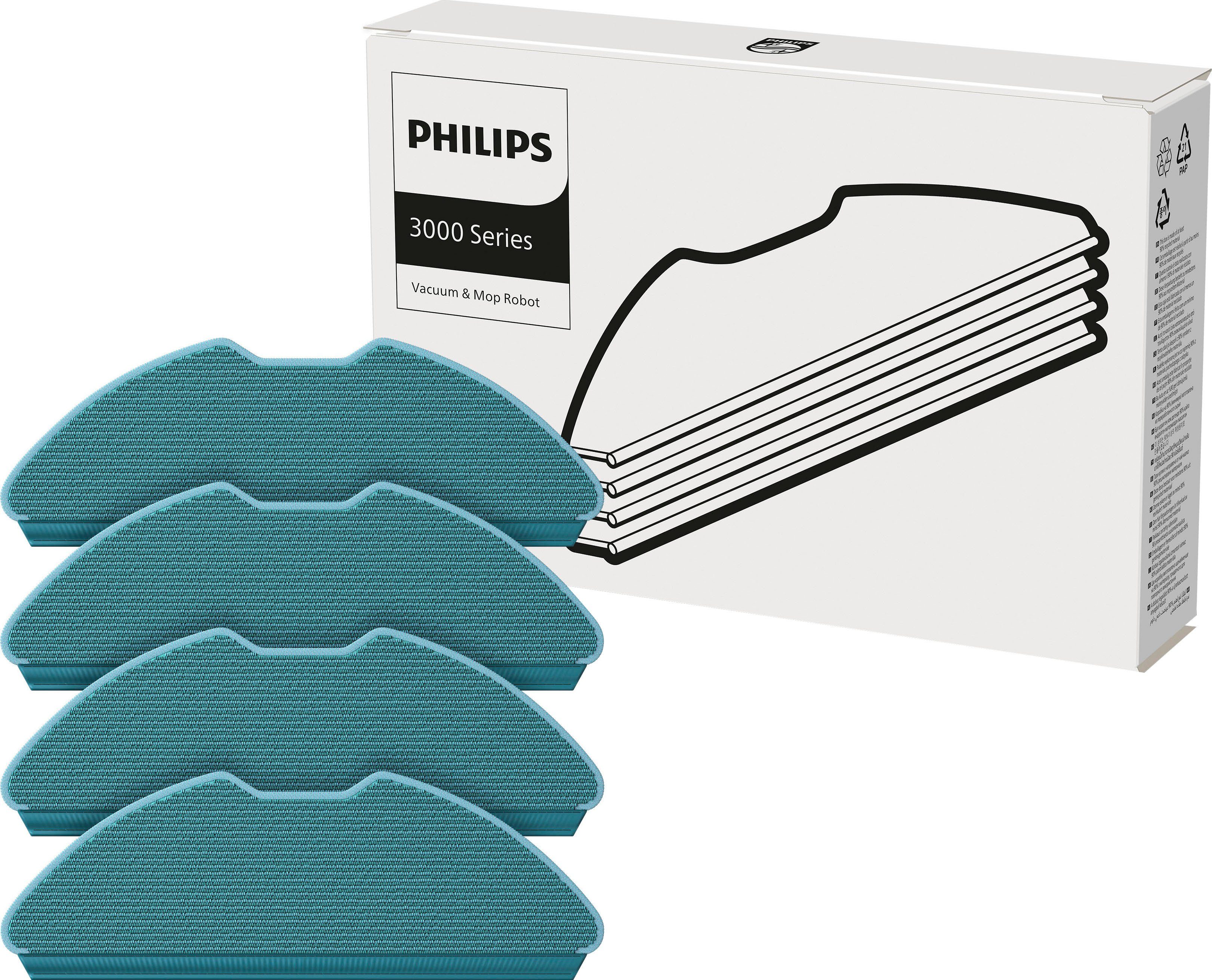 Philips XV1430/00 4-tlg., Mikrofasertuch XU3000/02) (Mikrofaser, XV1430/00 4er für Philips Saugroboter Mikrofasertücher Pack Packung