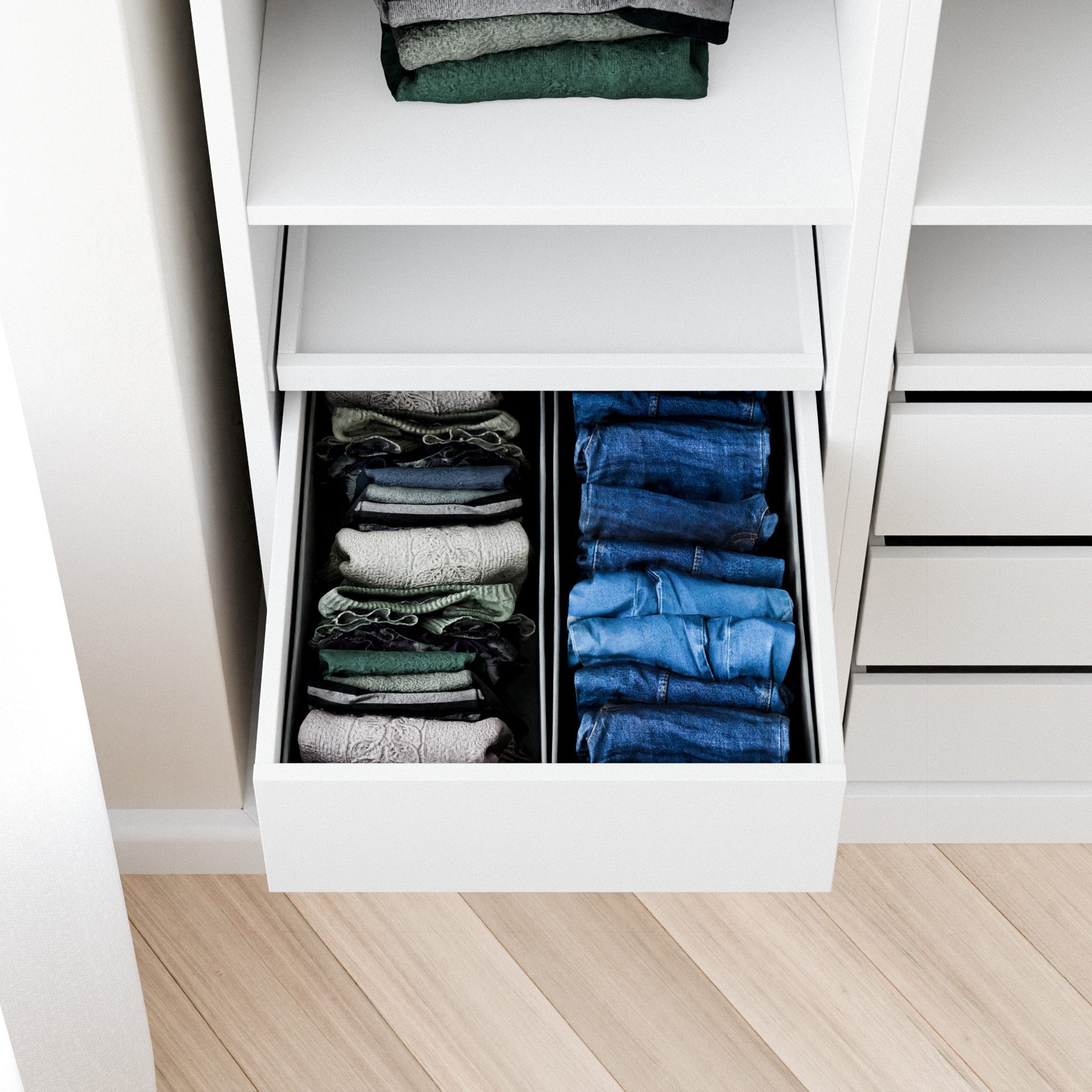 Clutter Cover Organizer für PAX Schrank (4er-Set Boxen für Komplement Schublade)