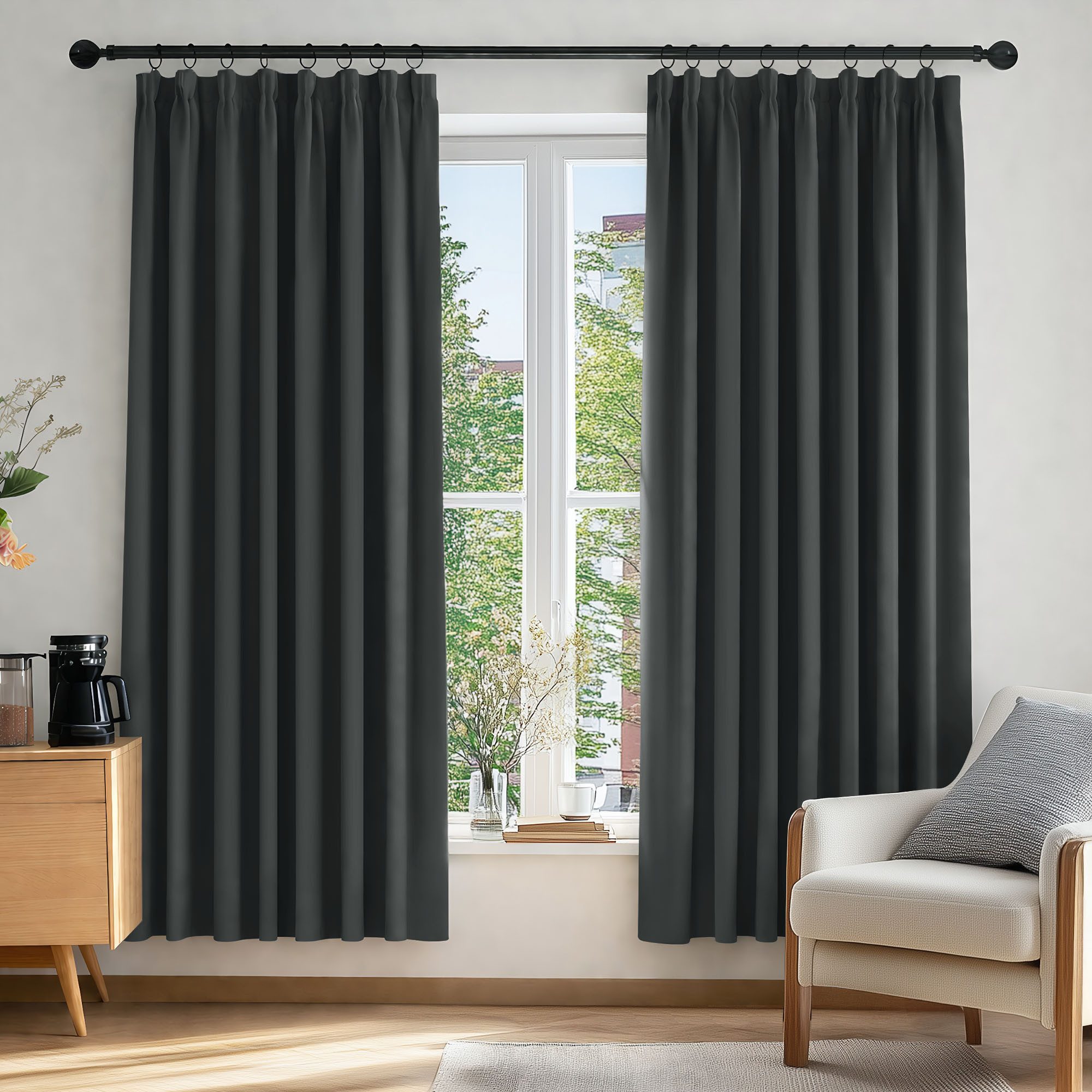 Deconovo Verdunkelungsvorhang Gardinen mit Kräuselband Blickdicht Vorhänge Wohnzimmer 2er Set, Vorhang Verdunkelung Vorhänge Kälteschutz Schlafzimmer Thermovorhang
