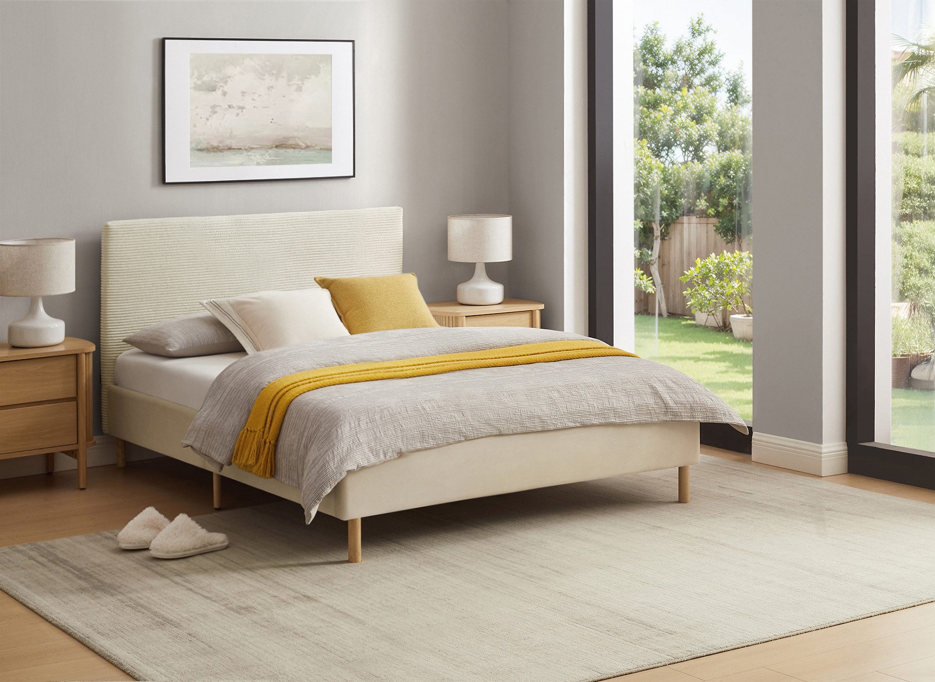 Home affaire Polsterbett Armandine inkl. Lattenrost, Kopfteil mit Cordbezug günstig online kaufen