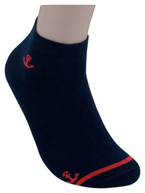 Die Sockenbude Sneakersocken MARITIM mit Soft Piqué-Bund (Bund, 4-Paar, blau weiß rot) gekämmte Baumwolle