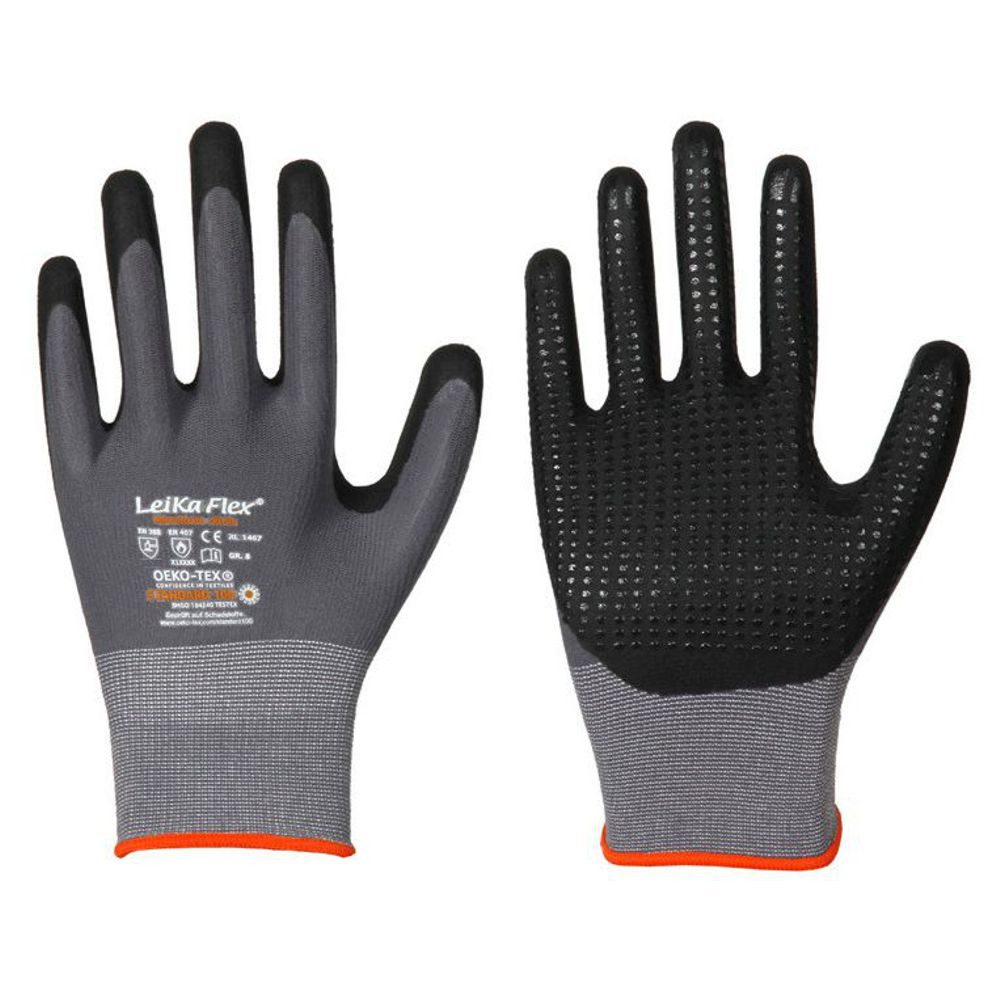 Montage-Handschuhe Montagehandschuhe mit Nitril Mikroschaum Beschichtung + Noppen