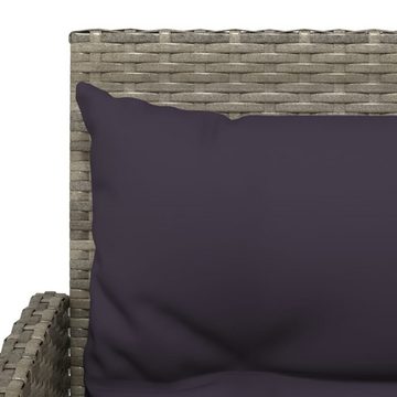 vidaXL Gartenlounge-Set 2-tlg. Sofagarnitur in L-Form mit Kissen Grau Poly Rattan, (2-tlg)