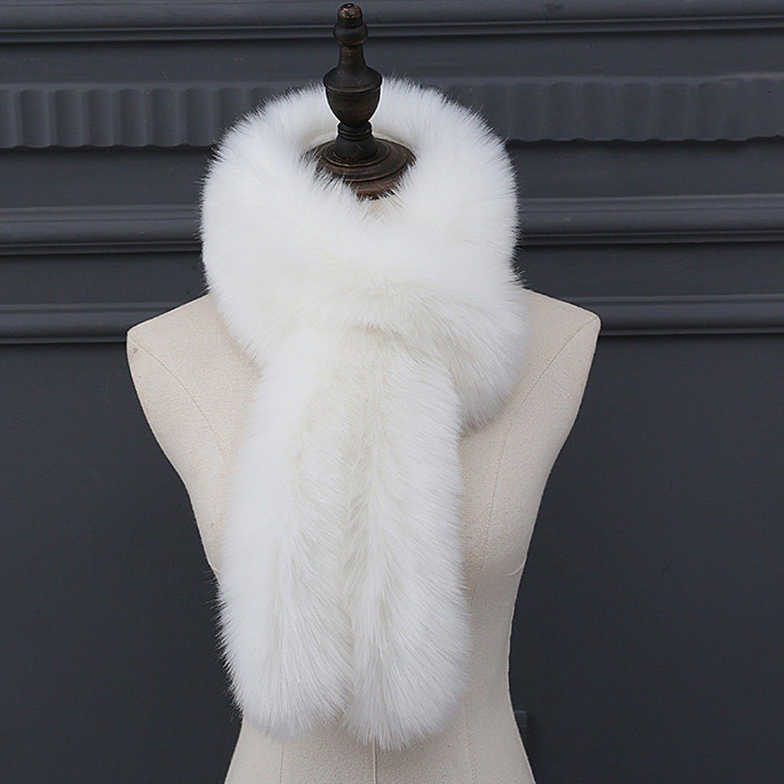 DÖRÖY Modeschal warm Kunstpelz Schal, Pelz Damen Mode Nachahmung verdickt Weiß Winter Schal