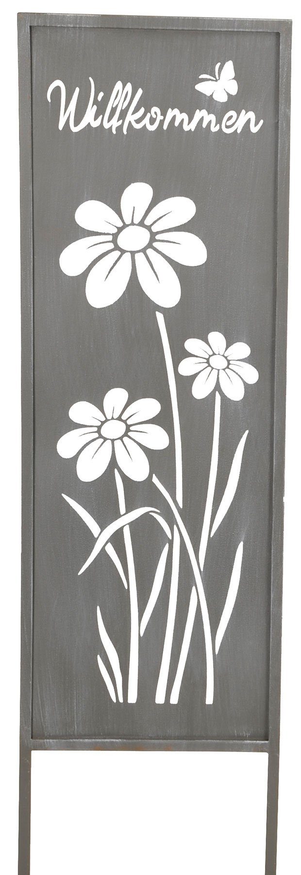 Levandeo® Gartenstecker Gartenstecker Willkommen H83cm Stele günstig online kaufen