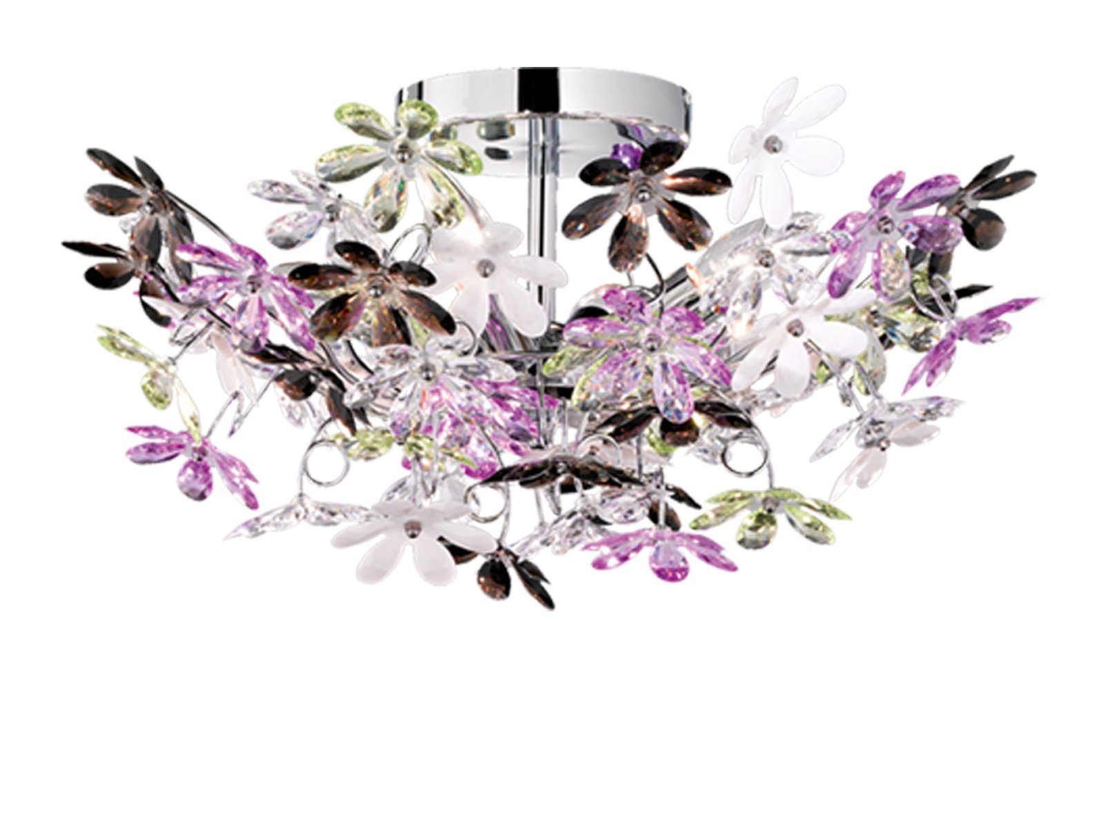 Reality Leuchten LED Deckenleuchte mit bunten Blüten Ø 51cm, Dimmfunktion, LED wechselbar, Warmweiß, ausgefallene Designer-Lampe für die Decke, dimmbar über Licht-Schalter