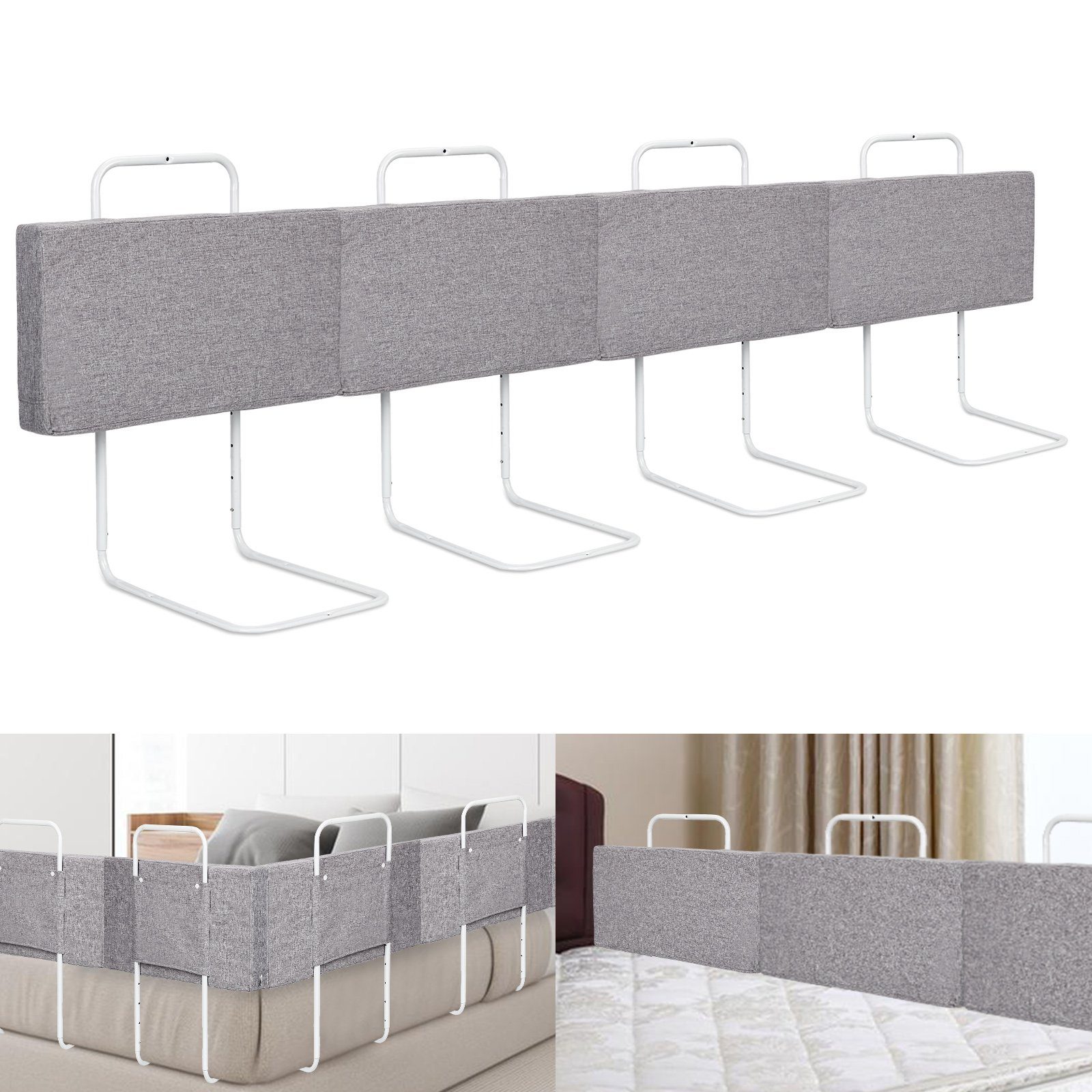 TolleTour Bettschutzgitter Bettgitter für Kinder Bett Rausfallschutz Kinder 50cm/60cm Grau H:28cm L: 50cm