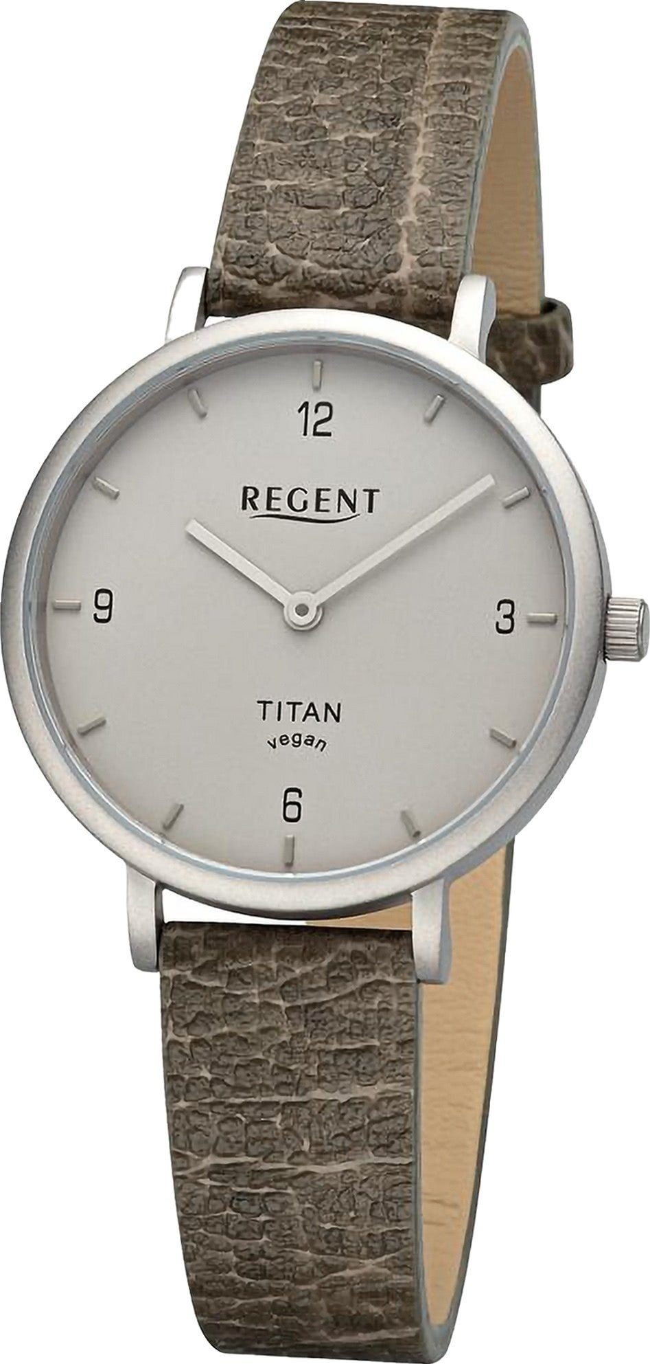 groß Damen 33mm), Quarzuhr (ca. Armbanduhr extra Regent rund, Lederarmband Analog, Regent Armbanduhr Damen