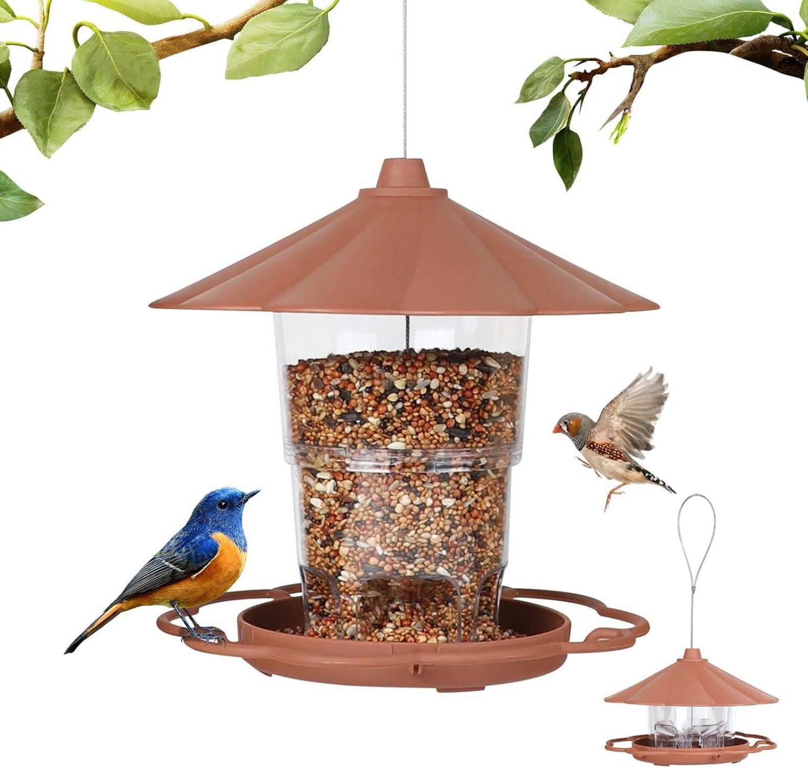 Vogelhaus Klappbares Vogelhaus zum Aufhängen mit Ständer, Wetterfest, Braun