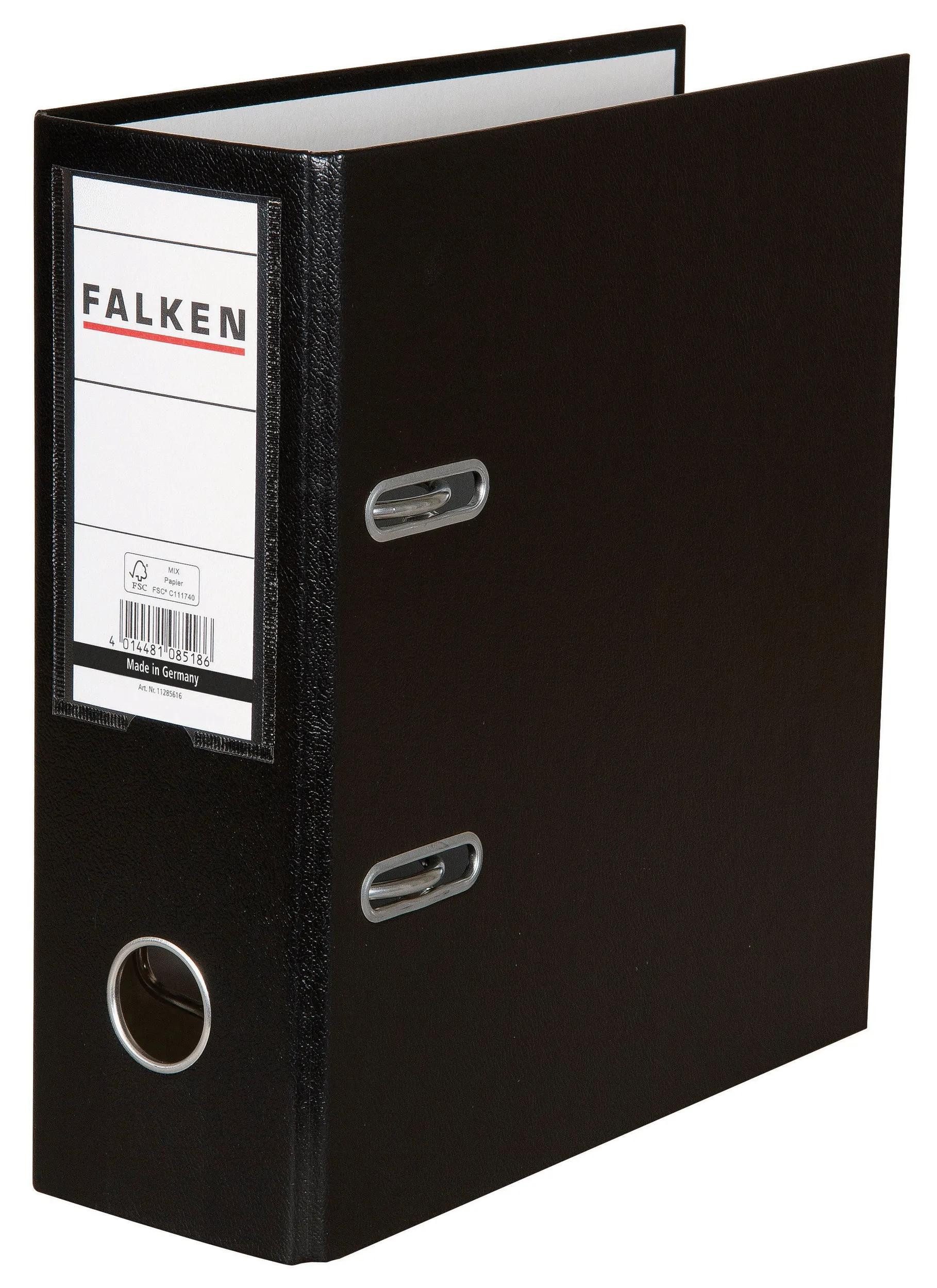 Falken Aktenordner 10x PP-Ordner A5 hoch, Rücken 80mm - Schwarz - 11285616F, Ordner Kunststoff