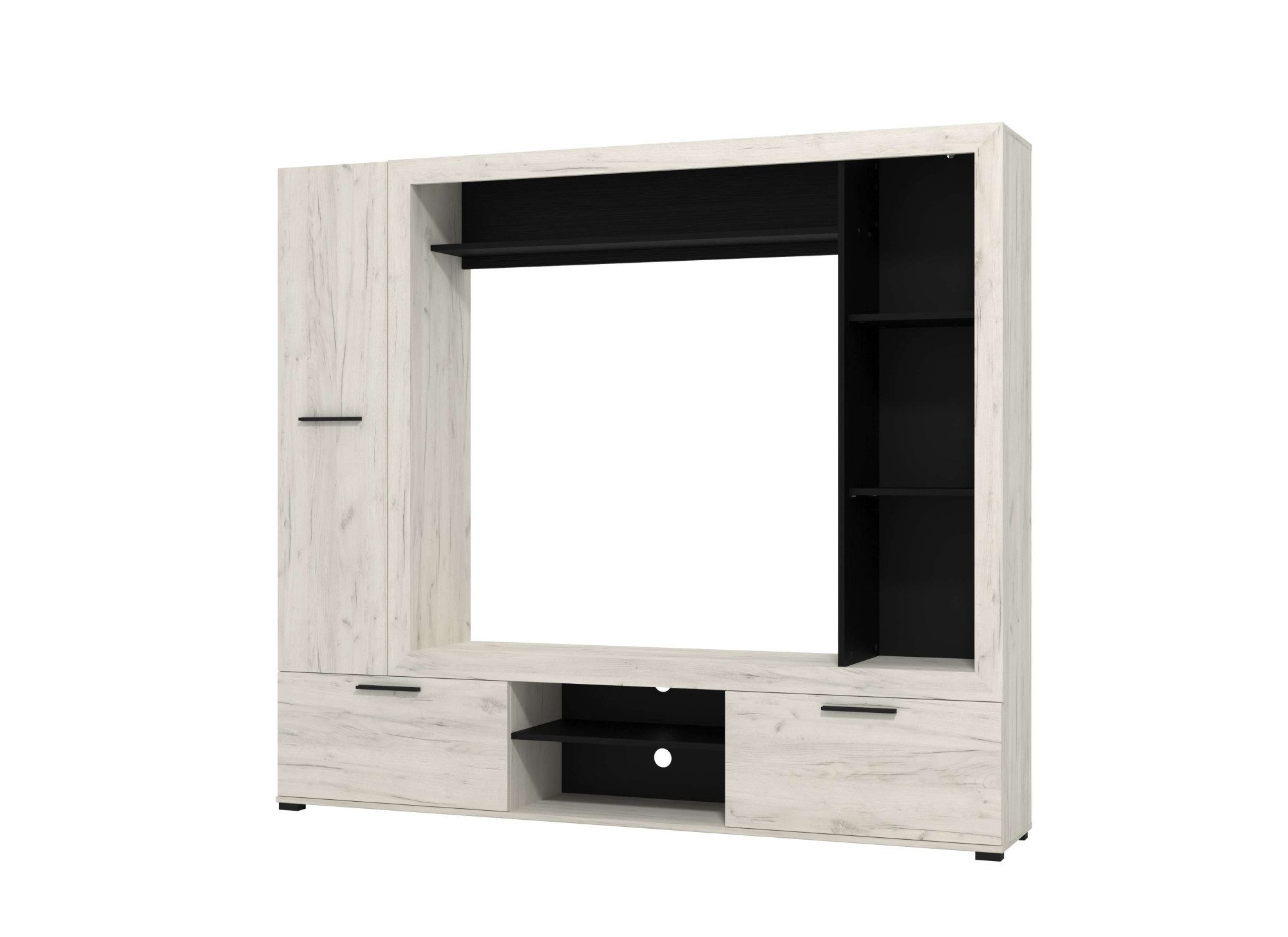 Home affaire Wohnwand Lorca Medienwand, Wohnzimmerwand, TV-Wand, (4-St), Moderne, stilvolle Wohnwand in Eichen-Optik mit TV-Fach
