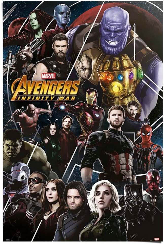 Reinders! Poster Marvel Avengers - Infinity War, Das Poster wird gerollt  cellophaniert und sicher verpackt an Sie versendet