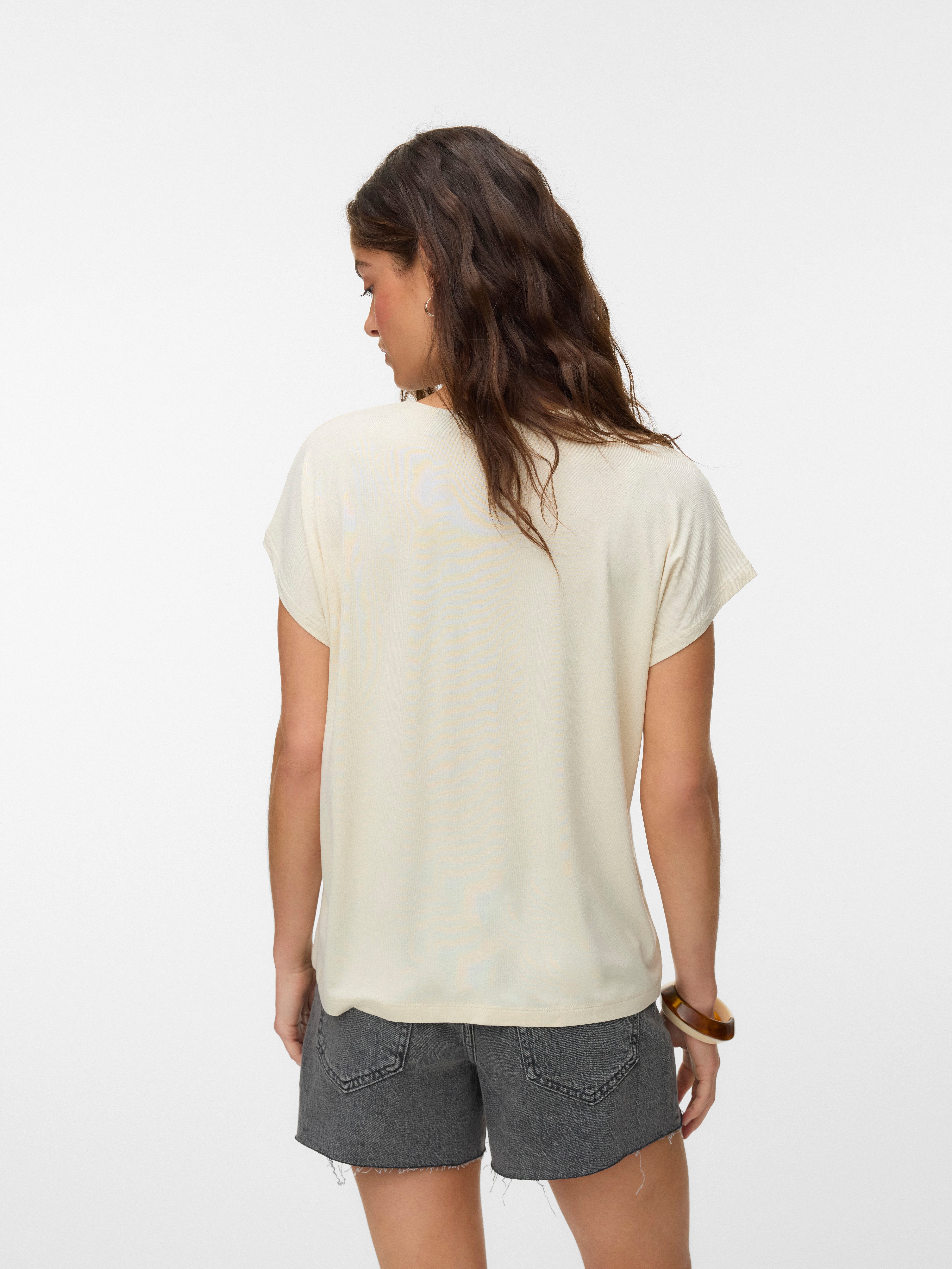 Vero Moda Kurzarmshirt VMGINA SS O-NECK TOP JRS GA Viskosemischung