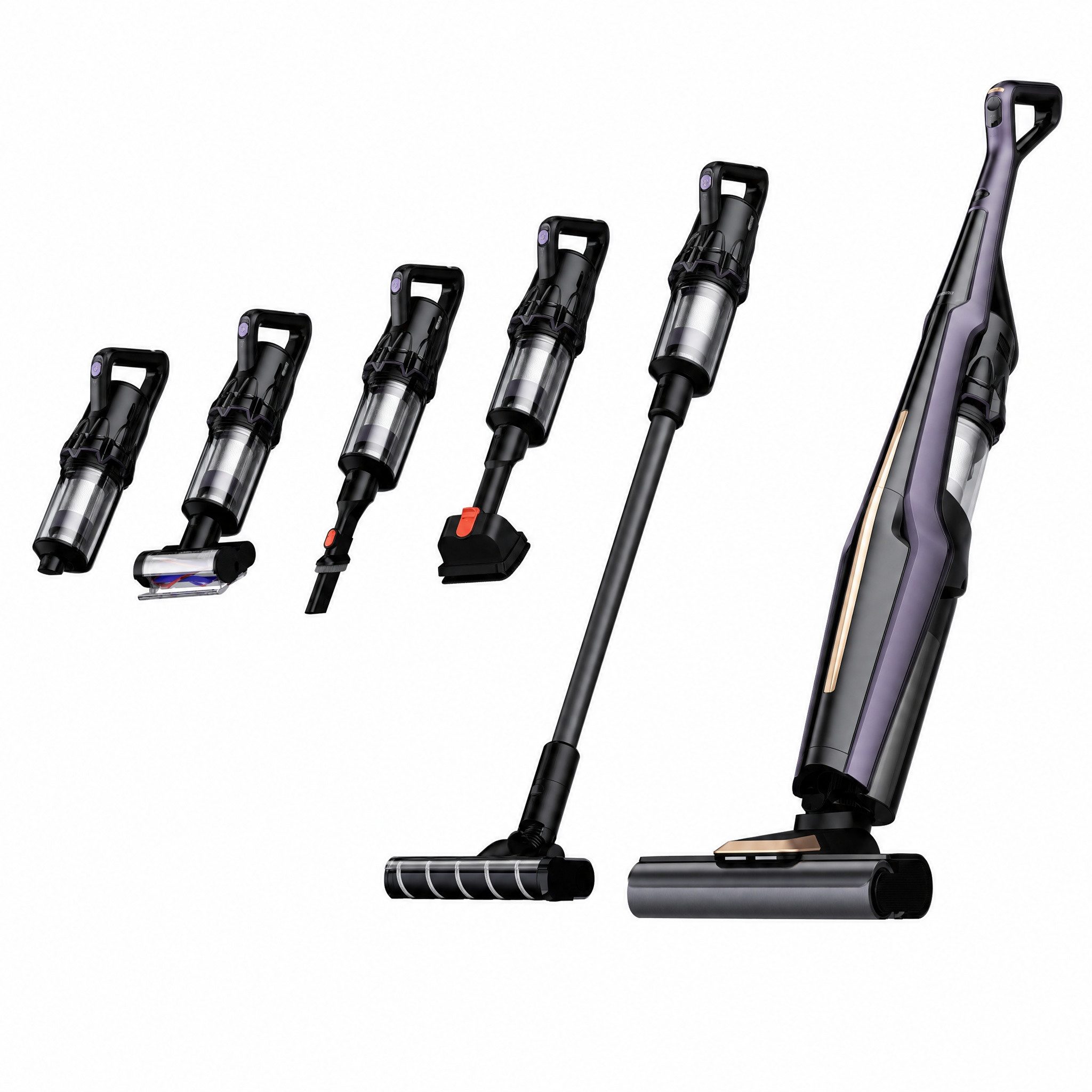 Deerma Nass-Trocken-Akkusauger 6-in-1 Akku Staubsauger Kabellos 30KPa Saug Wisch LED Bodenstaubsauger, 450 W, beutellos, mit LED Grünlicht 180° Bodenbürste Selbstreinigung auf Knopfdruck