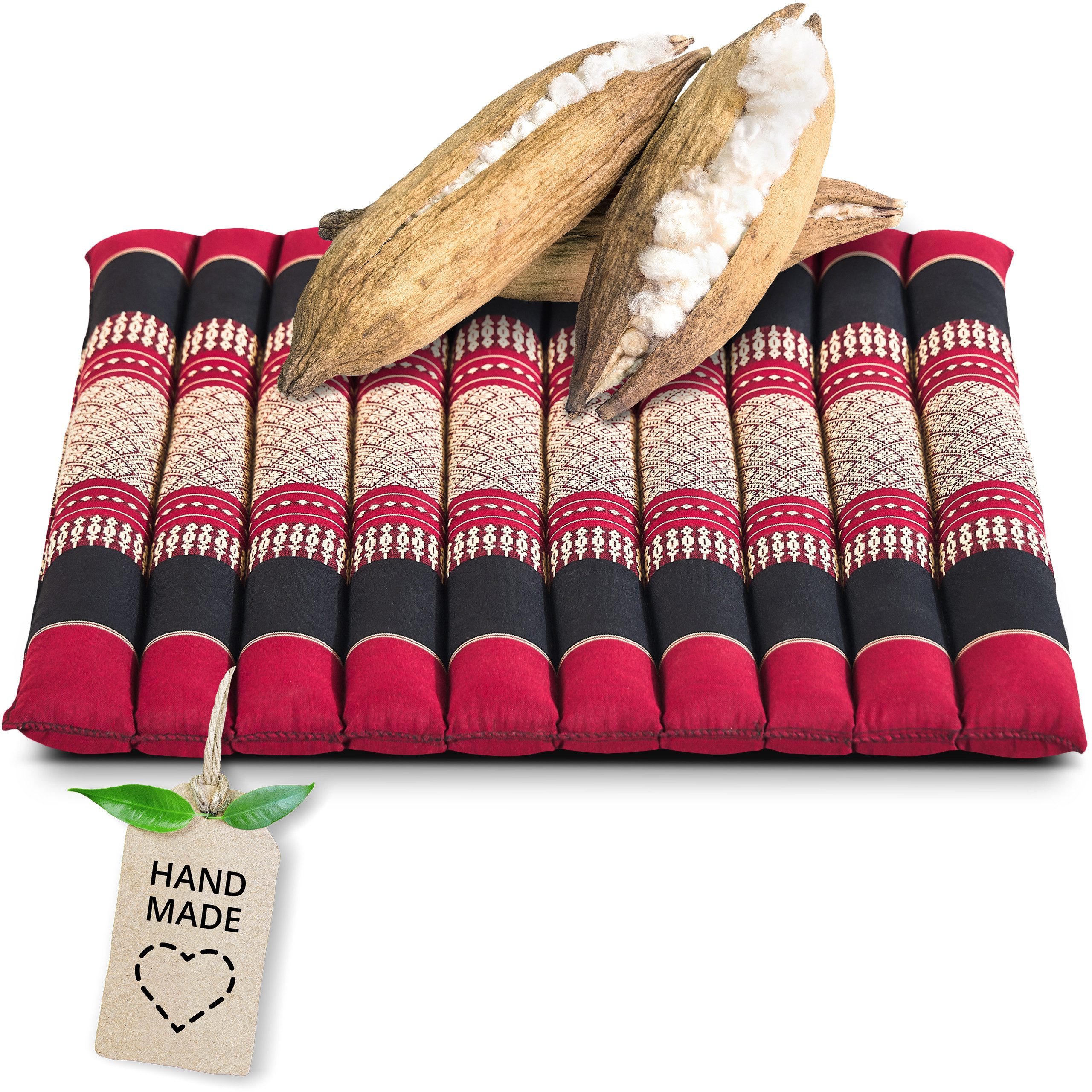 livasia Sitzkissen Steppkissen 50 cm, vegan und handgefertigt, 50x50x4,5cm, Kapok