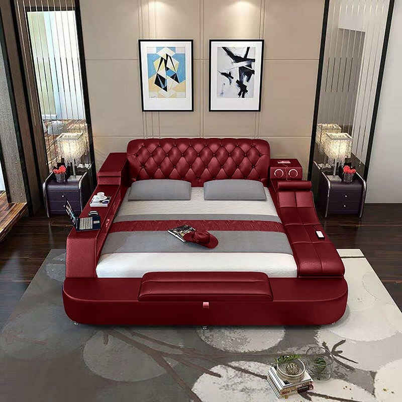 JVmoebel Bett Design Bett Big Betten Leder Hotel Polster Multifunktion Regal Sofort (Bett), Made in Europa