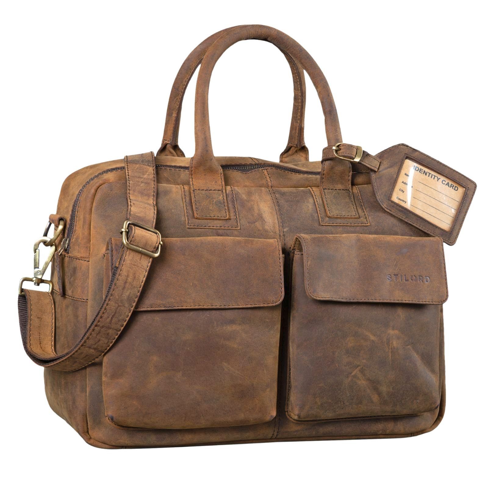 STILORD Laptoptasche "Carlo" Laptoptasche Leder Herren colorado - braun