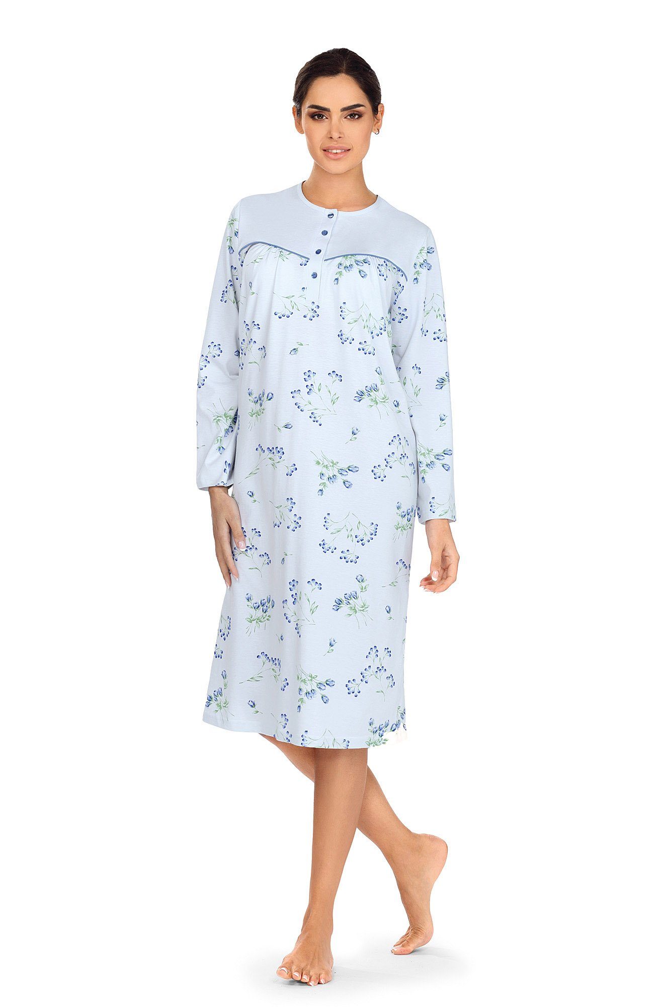 comtessa Nachthemd (Set, 1-tlg., Set) Damen Sleepshirt ca.110cm Nachthemd Baumwolle Blumendruck