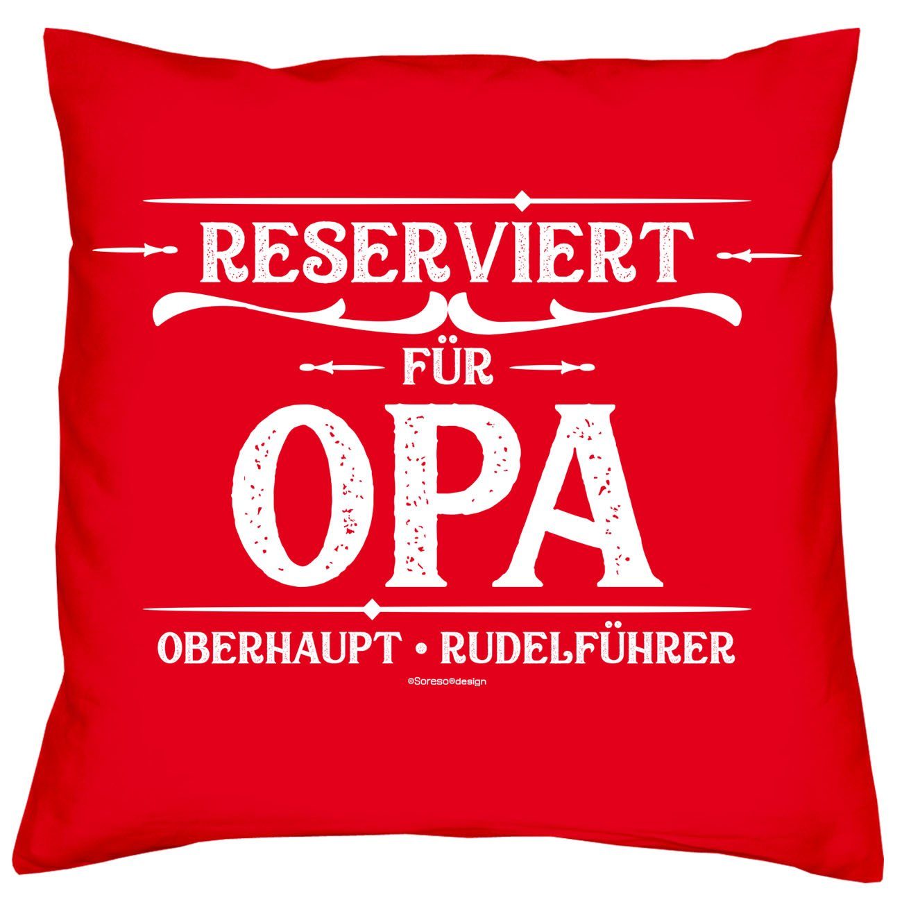 Soreso® Dekokissen Kissen Reserviert den & Geschenk Urkunde Weltbesten rot Geburtstagsgeschenk Opa, Opa für für