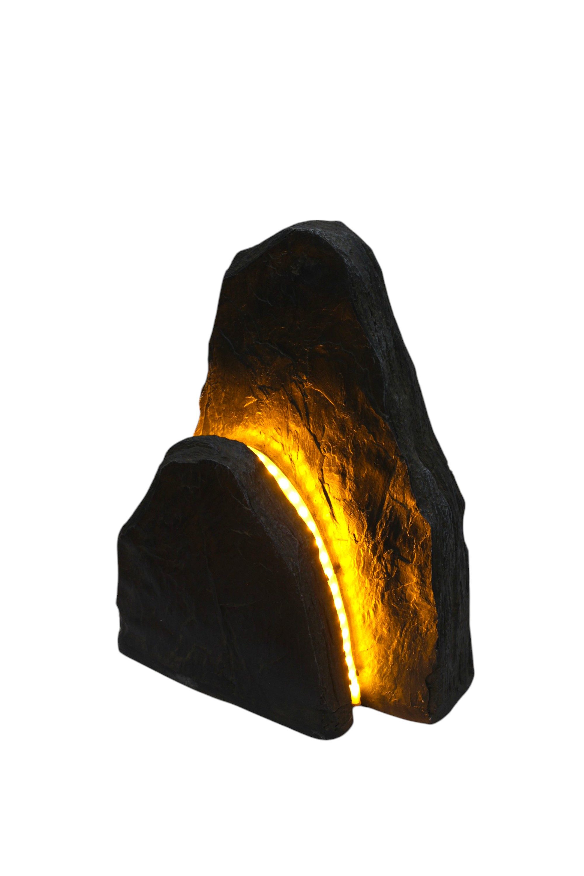Arnusa Gartenfigur Leuchtfelsen Gartenbeleuchtung LED Gartenfelsen Stein Polyresin, (OG3001L, warmweiß), besondere Gartendekoration Außenleuchte