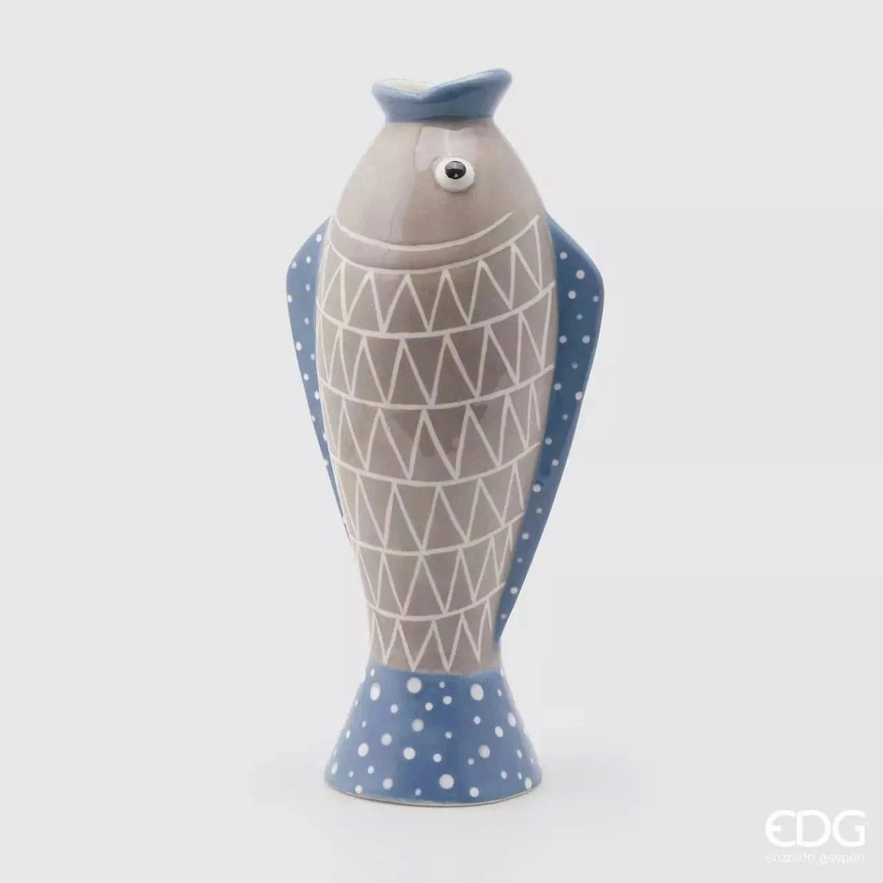 enzo de gasperi Dekovase Keramikvase Fisch - farbenfrohe Handarbeit H 36 Ø 17/12 cm (verschiedene Größen können kombiniert werden)