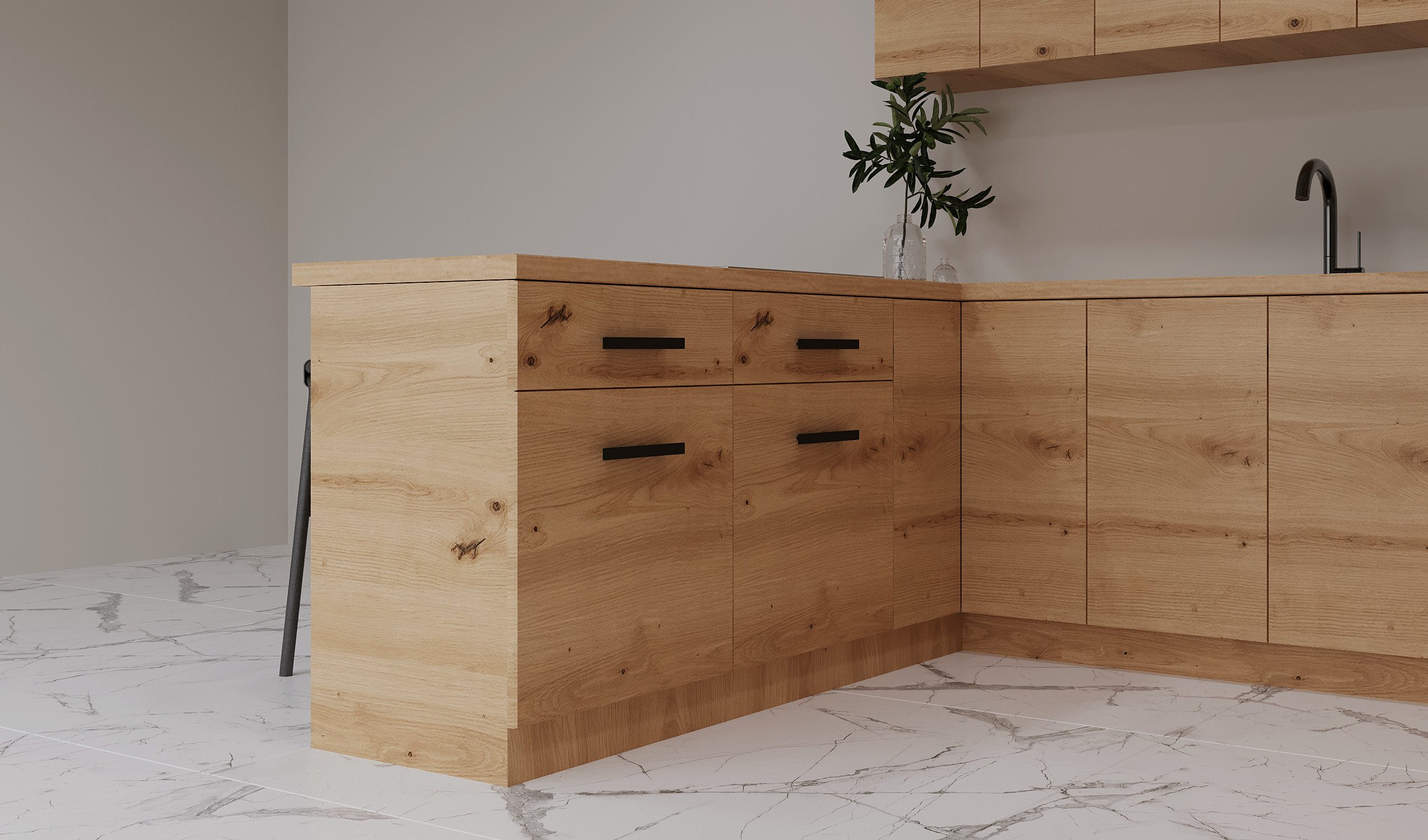 ROYAL24_MARKT Küchenzeile - K106-G860 - Langen - Design für höchste Ansprüche, (Komplett Set), Beste Güte - Innovativ - Modern.