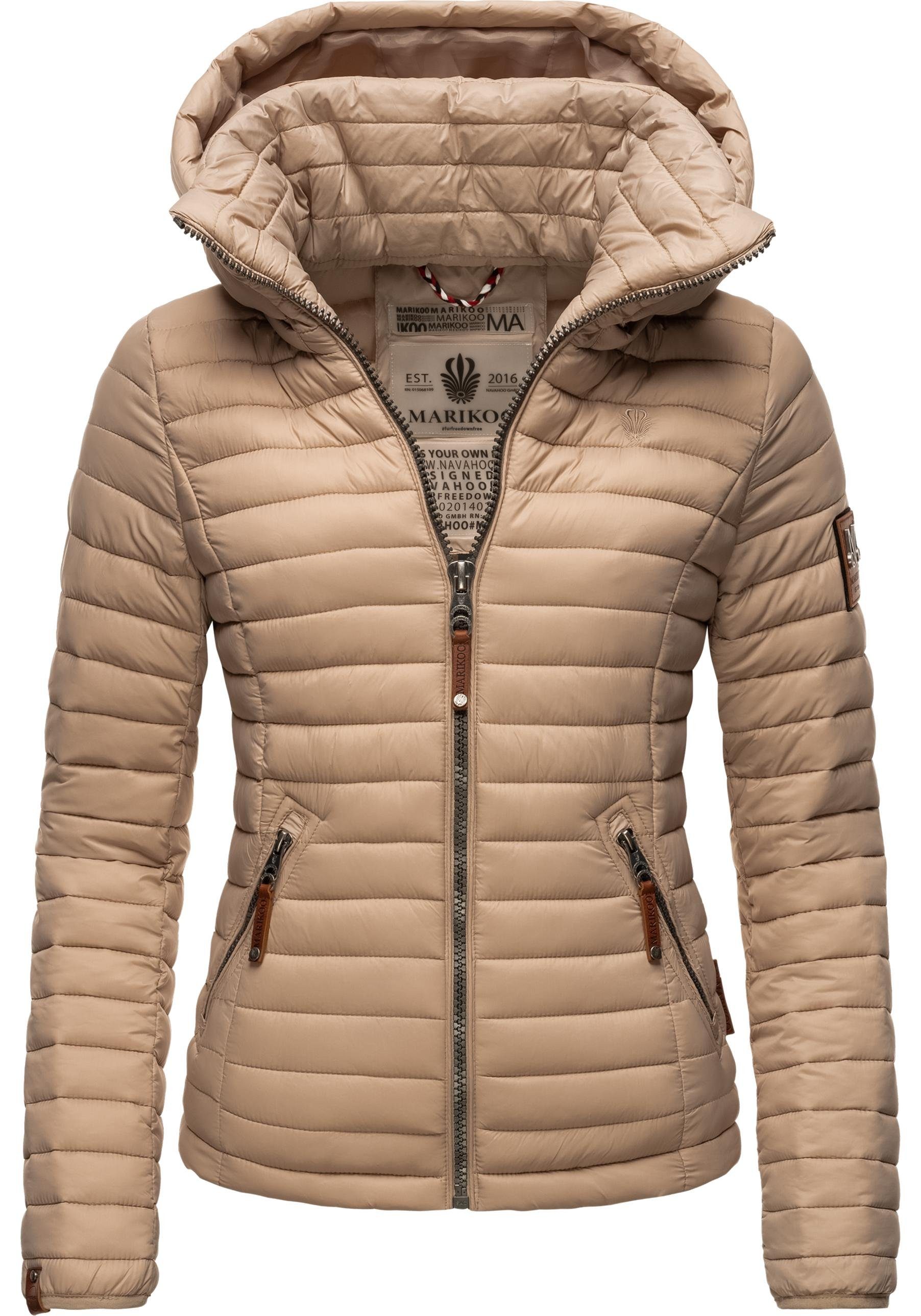 Marikoo Steppjacke Löwenbaby stylische abnehmbarer Kapuze mit taupe Übergangsjacke