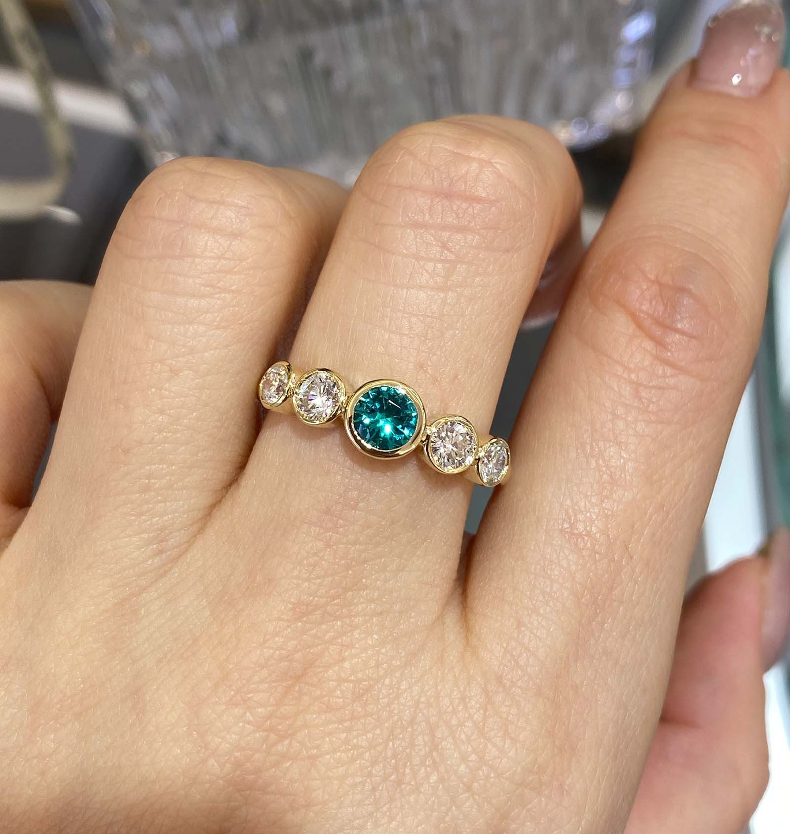 Jumpeak Diamantring Ring mit kultiviertem Smaragd und Diamanten,Ring Damen,Verlobungsring, Trauring,Promise Ring,Ring mit Stein,Damen Geschenk,Geschenk Schwester