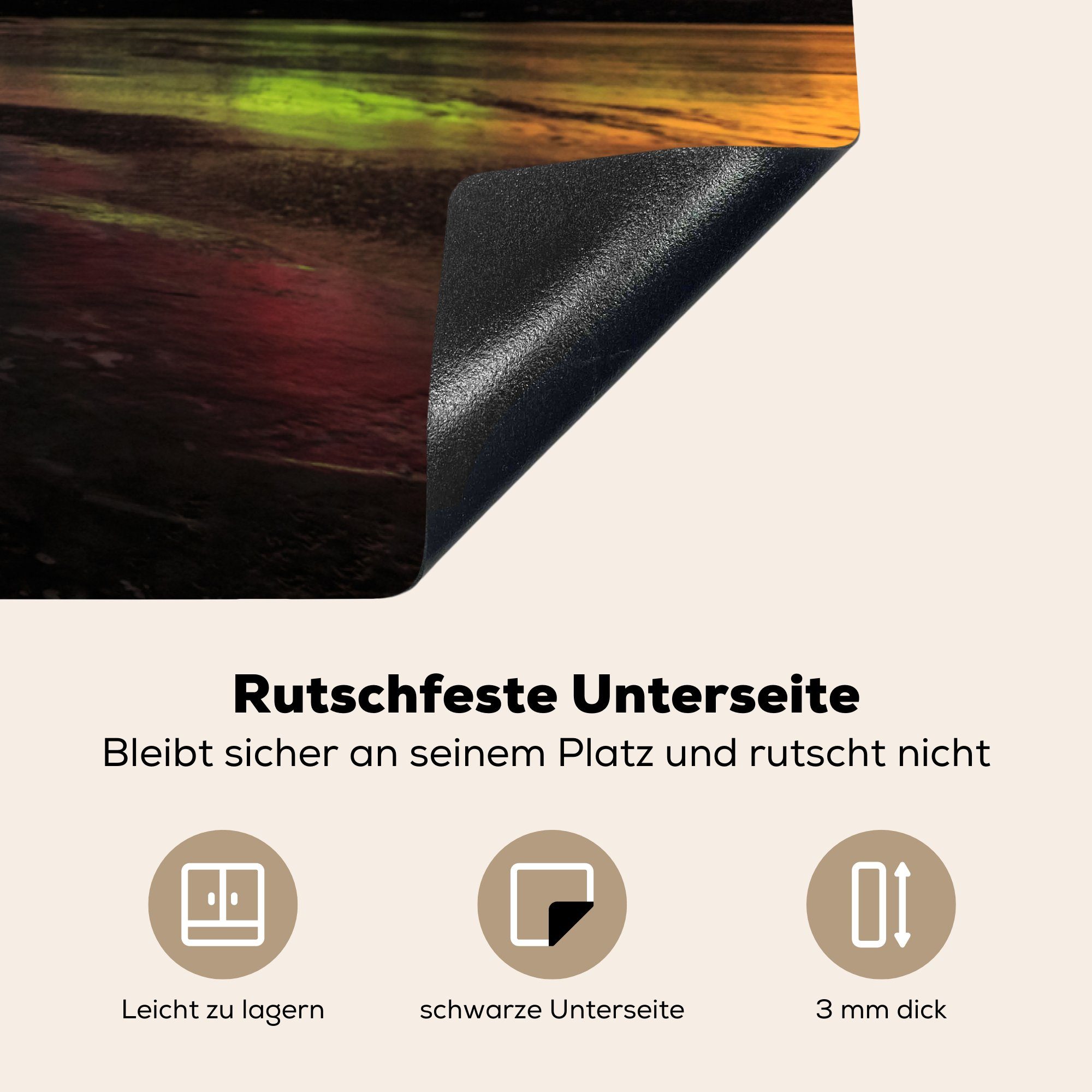 MuchoWow Ceranfeldabdeckung die Farben, cm, für küche, (1 Schutz Induktionskochfeld Nordlichter Herdblende-/Abdeckplatte - Island - 81x52 Vinyl, tlg),