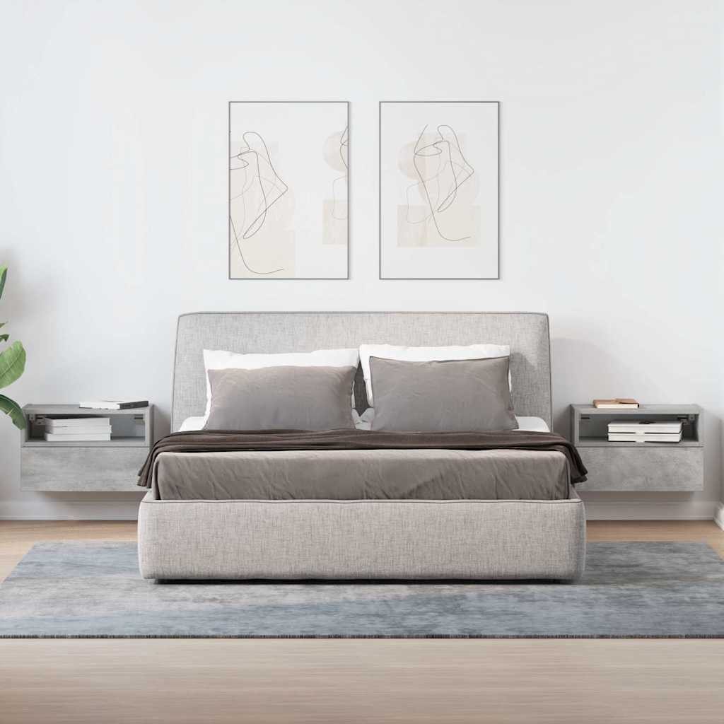 vidaXL Nachttisch Wand-Nachttische 2 Stk. Betongrau günstig online kaufen