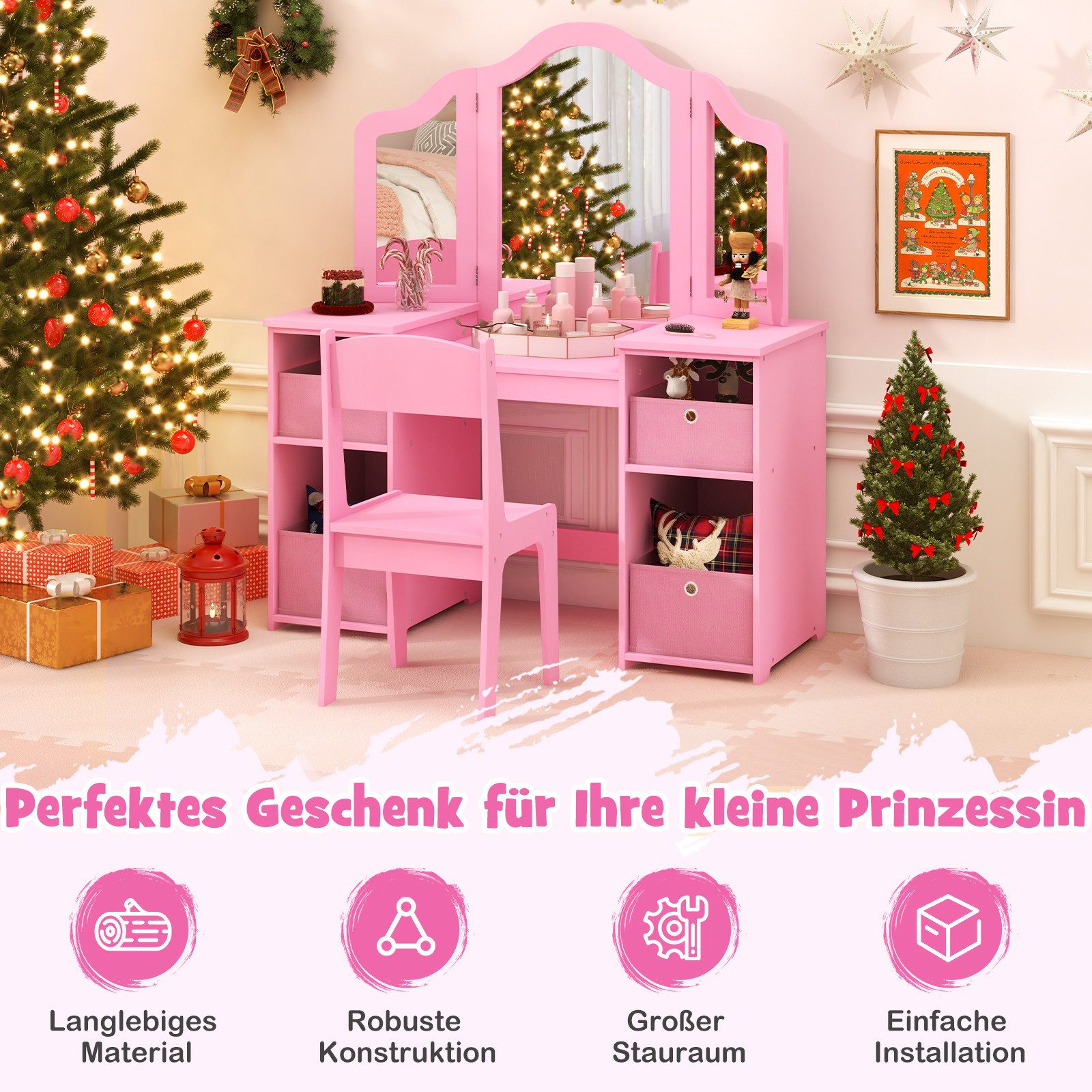 COSTWAY Schminktisch Kinder Frisiertisch (2-St), Frisiertisch günstig online kaufen