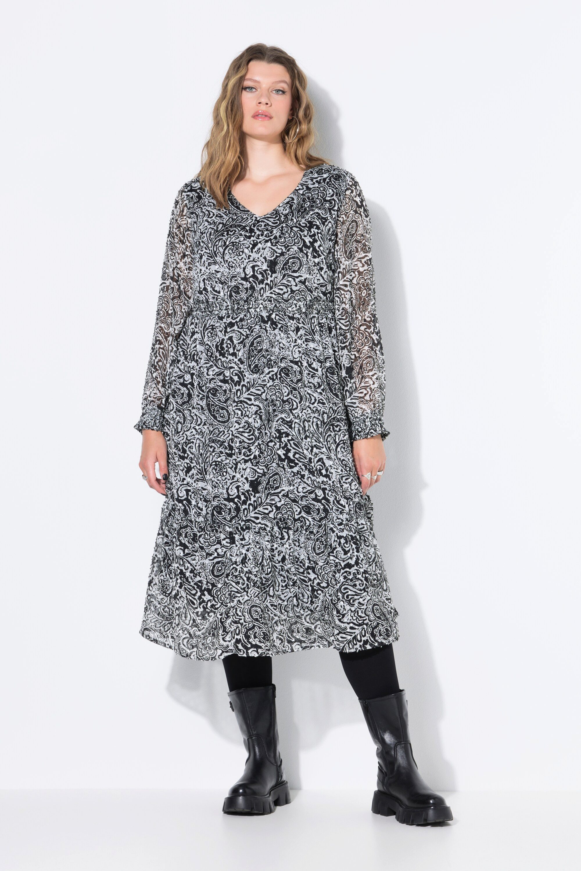 Maxikleid Midikleid A-Line Struktur mit Paisleys