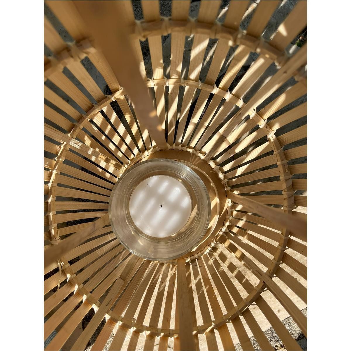 BOURGH Windlicht VILLAPIANA natur - Bambus Laterne handgefertigt 31cm mit Glaseinsatz