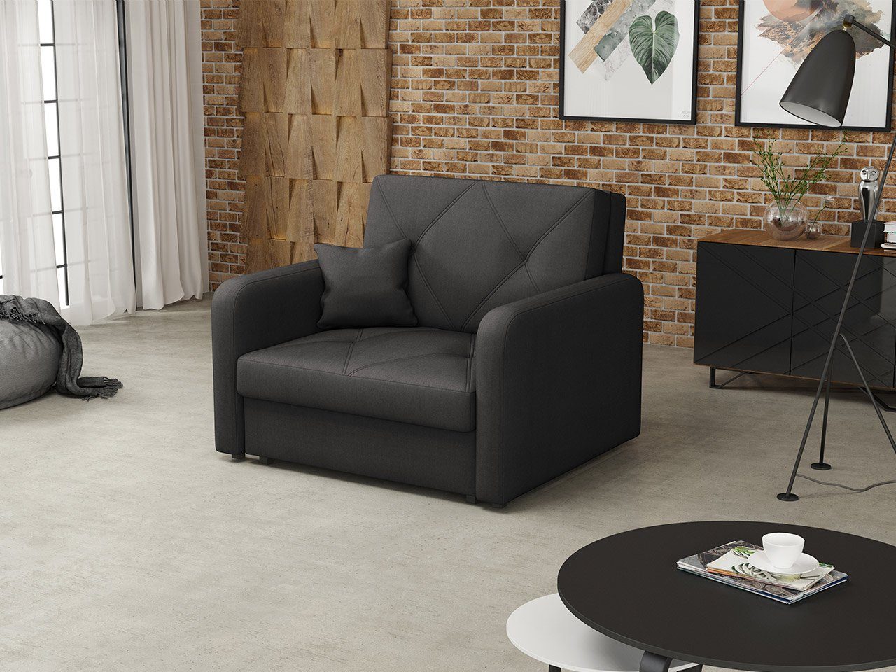 MIRJAN24 Schlafsofa Viva Sweet I, mit Bettkasten und Schlaffunktion, einsitzer Bettsofa inkl. Kissen, Wohnlandschaft Trinity 34