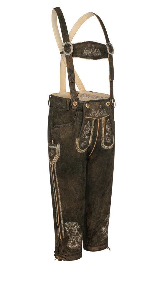 Nübler Trachtenlederhose Lederhose Kniebund Theobald Leo in Dunkelbraun von Nübler