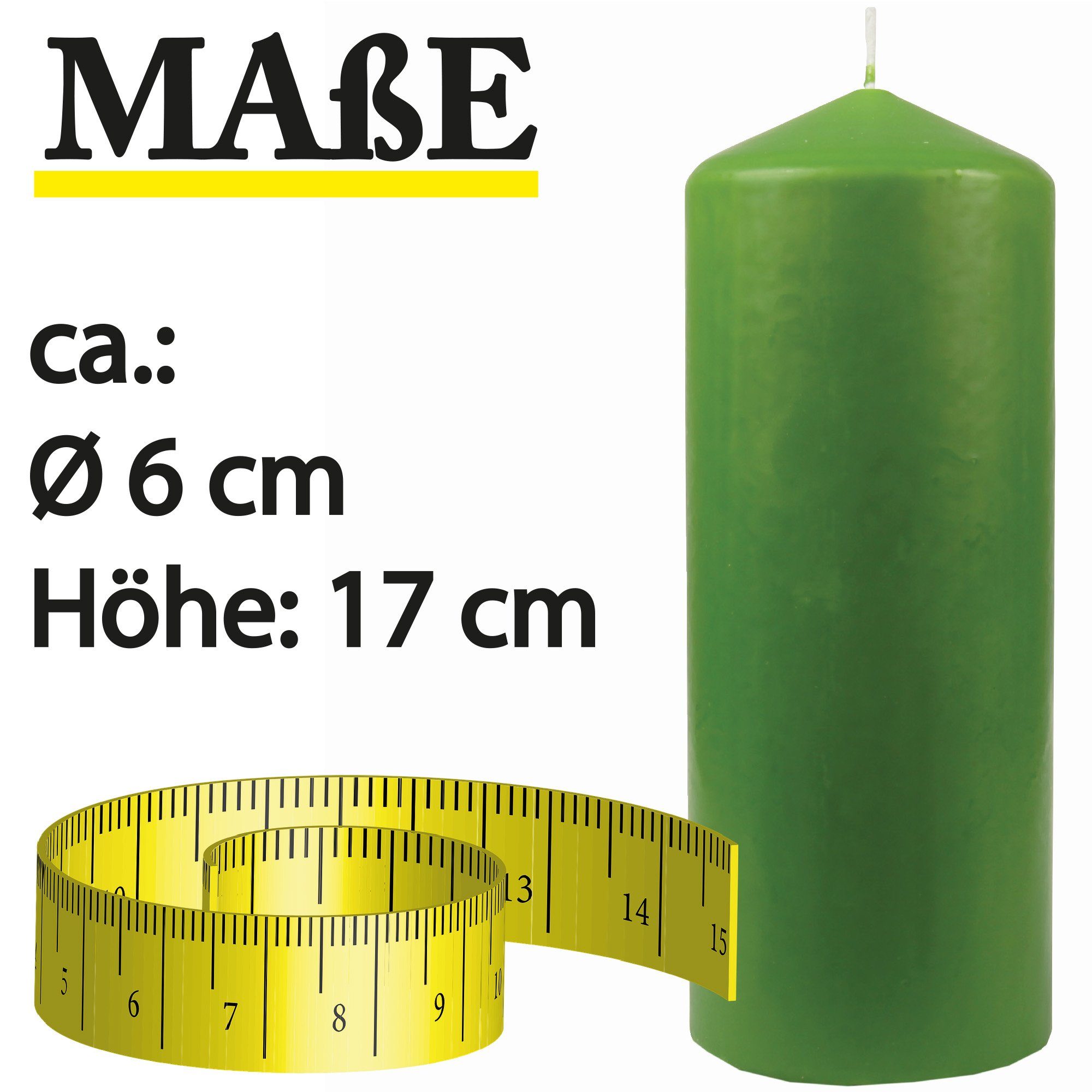 HS Candle Adventskerze Stumpenkerze (1-tlg), Wachskerzen Ø6cm x 17cm - Kerze in vielen Farben