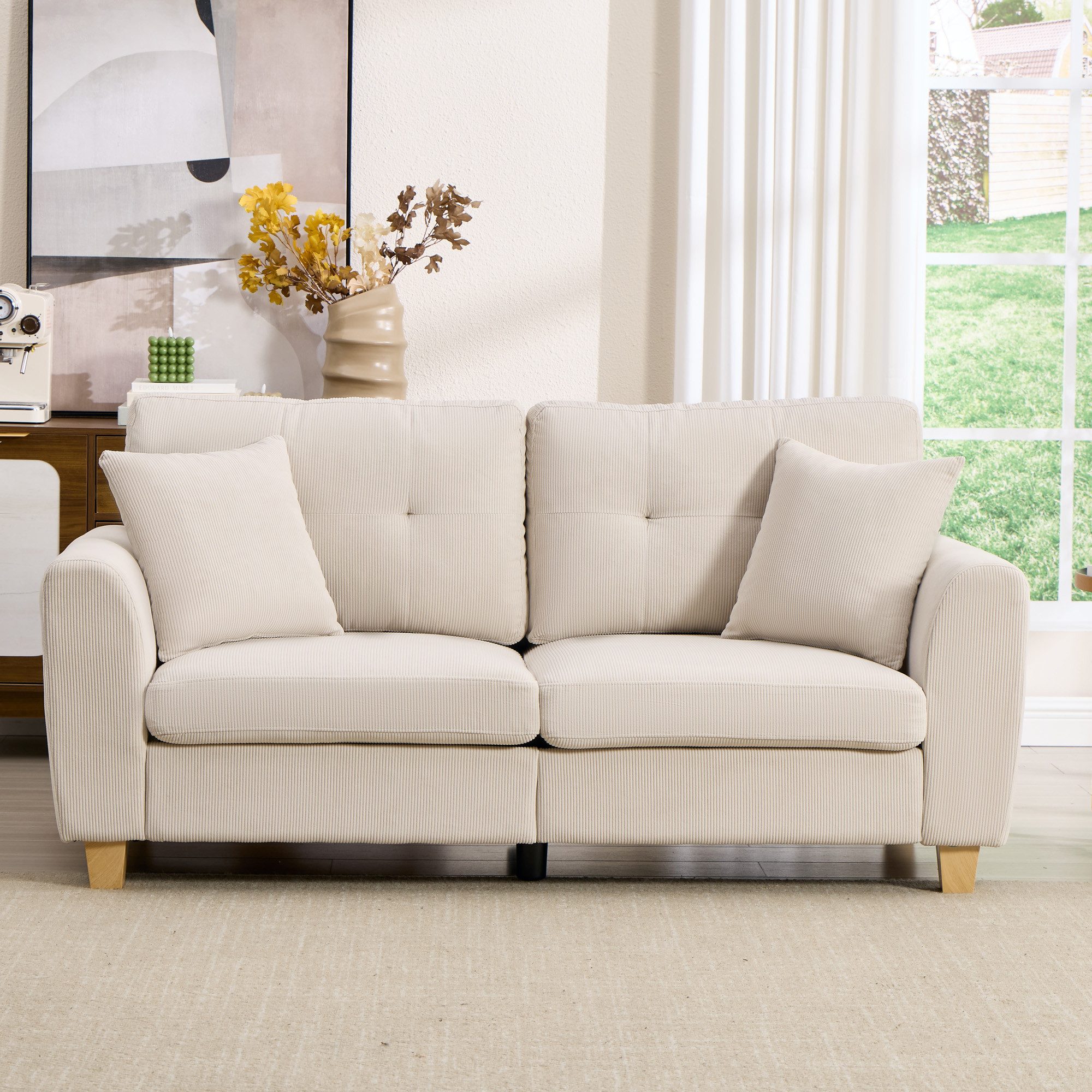 CANMOV 3-Sitzer Canmov 2&3 Sitzer Sofa, Couch mit Seitentasche & Kissen, Wohnzimmer, kleines sofa, schlafsofa dauerschläfer, 176cm Breite, couch