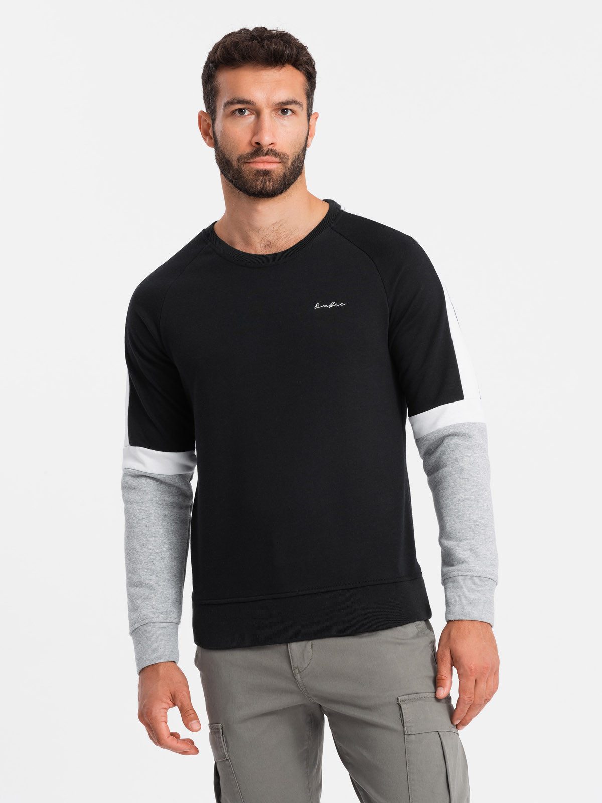 OMBRE Sweatshirt Dreifarbiges Herren-Sweatshirt mit Raglanärmeln