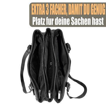 FLEXIBILITE Handtasche Umhängetasche Schultertasche Schwarz Echt Leder Tasche, Mehrere Fächer, Perfektes Geschenk