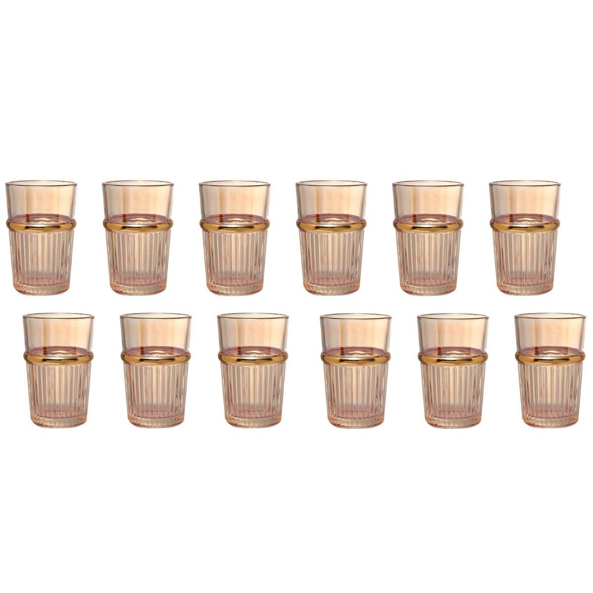 Bricard Gläser-Set Fariza Trinkgläser Whiskeygläser 200ml 12er-Set, 12-tlg. goldene Akzente